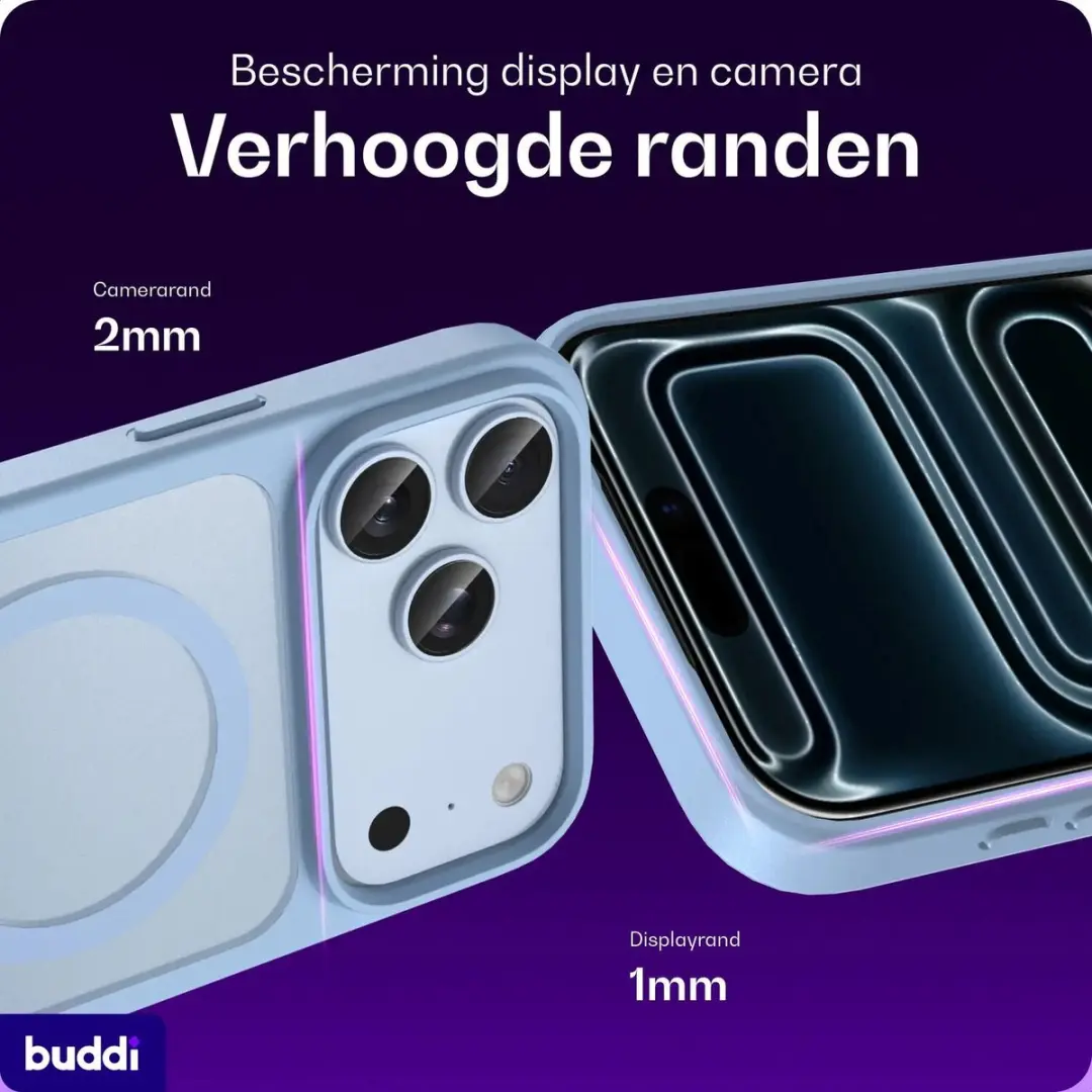 Buddi Frost Hoesje iPhone 17 Pro Max - Licht Blauw - MagSafe