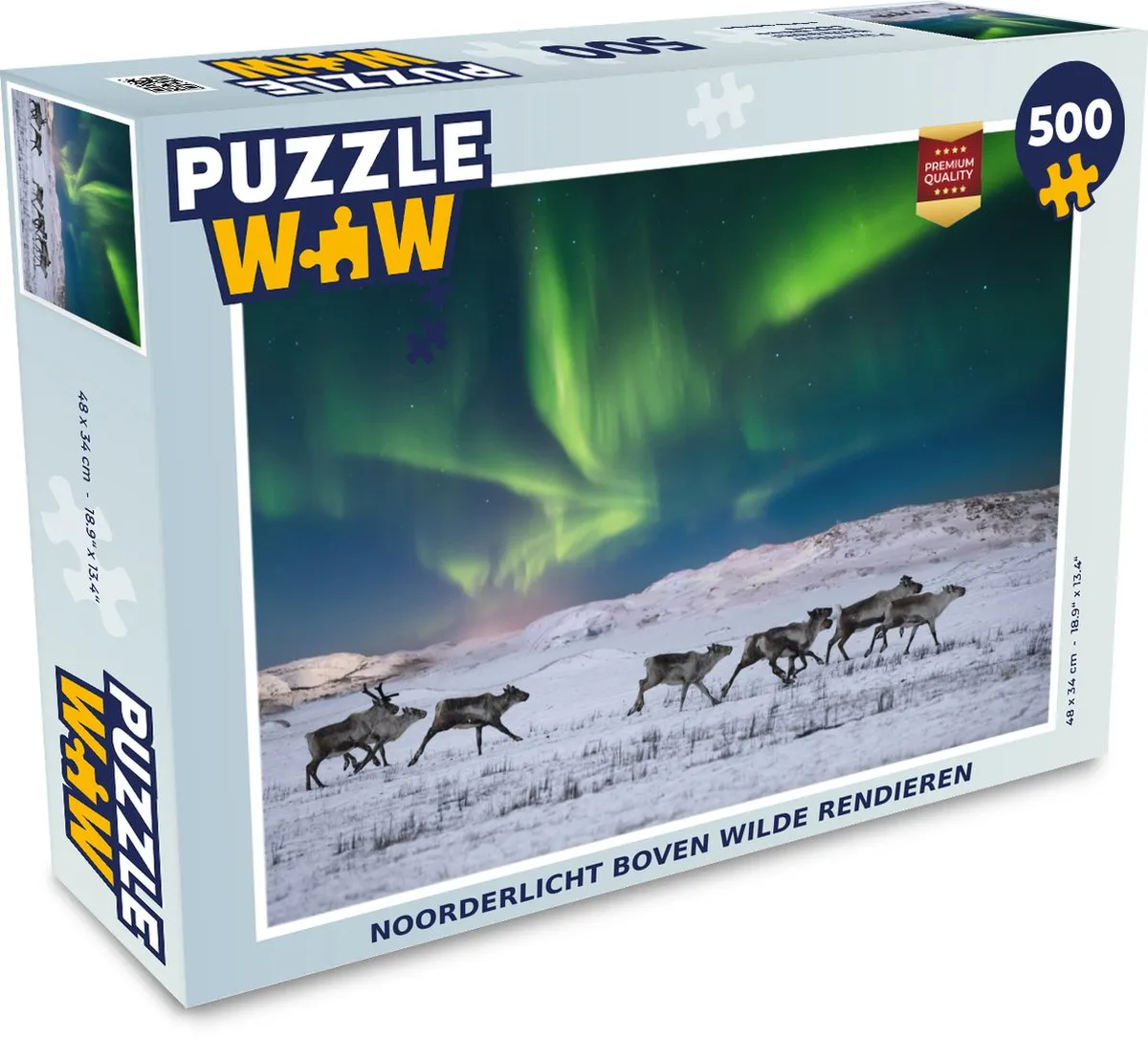 PuzzleWow Noorderlicht Rendieren Legpuzzel 500 Stuks