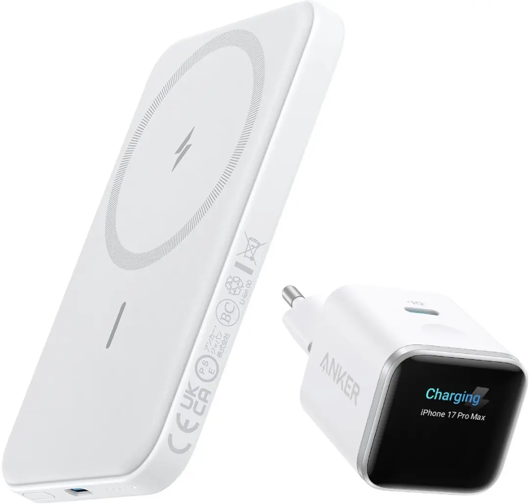 Anker MagGo 5000mAh Magnetische Powerbank + Nano 45W USB-C snellader met Smart D