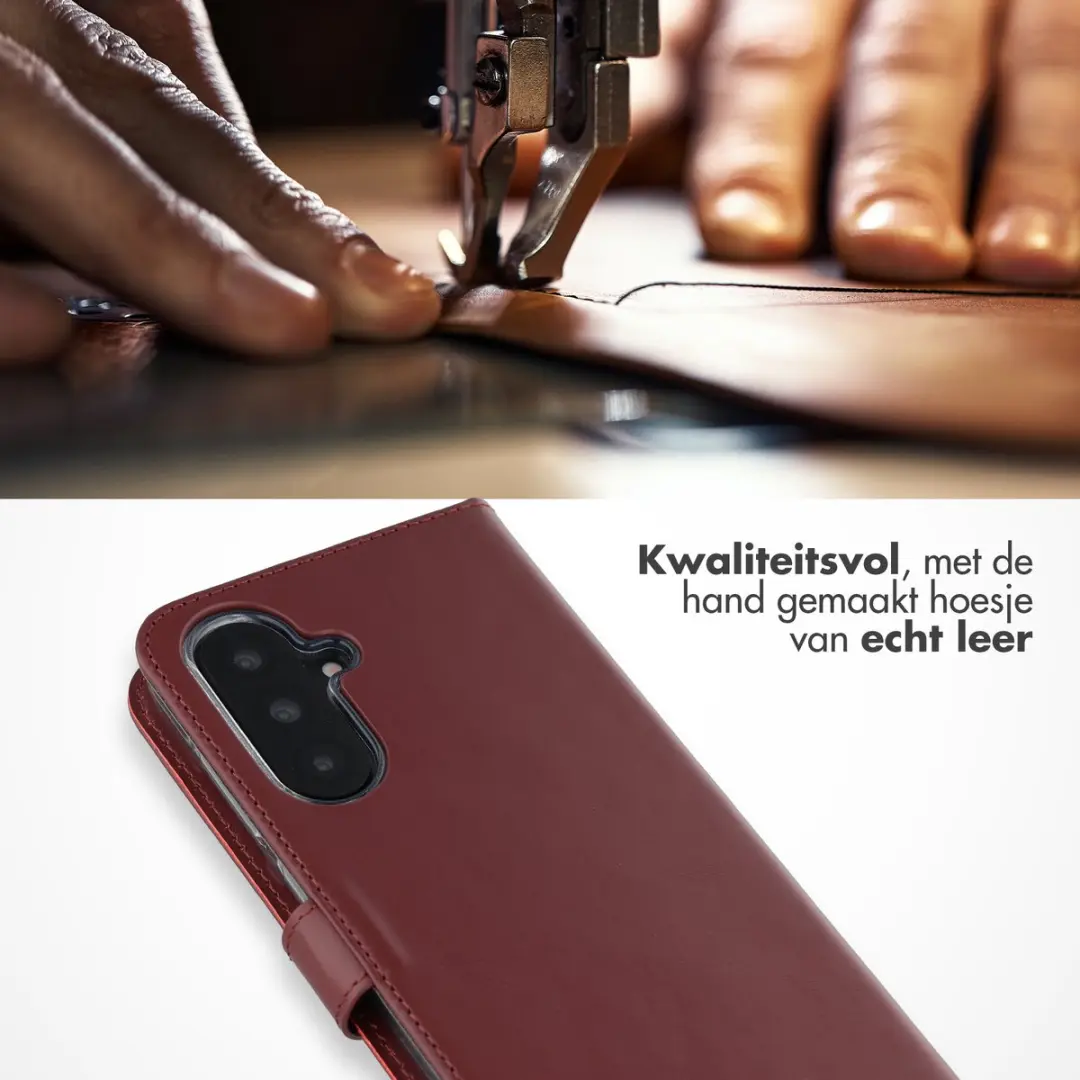 Selencia Echt Lederen Bookcase Hoesje - Samsung Galaxy A37 3 Pasjes - Donkerrood