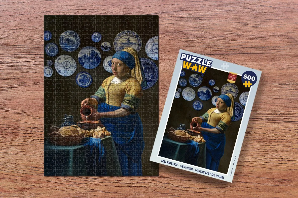 PuzzleWow Melkmeisje Vermeer Legpuzzel 500 Stuks - Multicolor