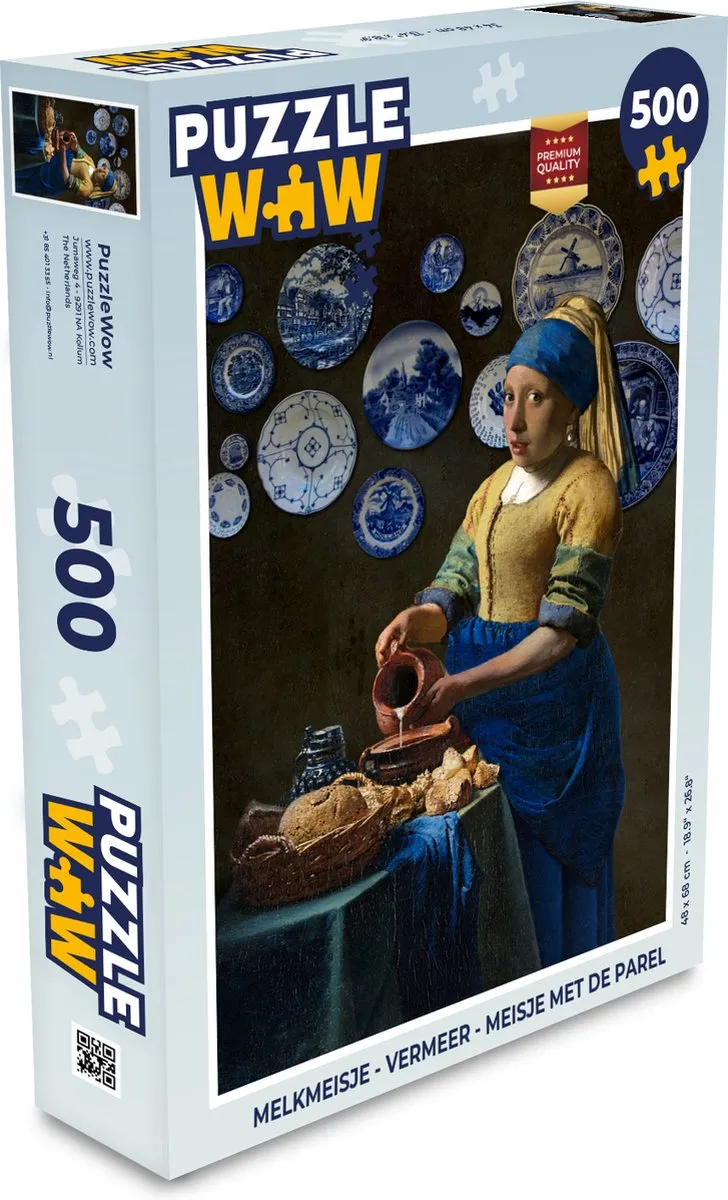 PuzzleWow Melkmeisje Vermeer Legpuzzel 500 Stuks