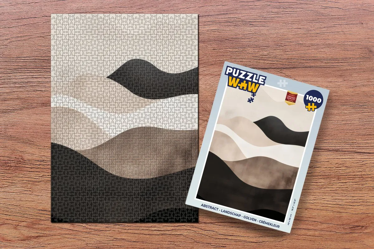 PuzzleWow Abstract Landschap Golven Puzzel 1000 Stuks - Crèmekleur