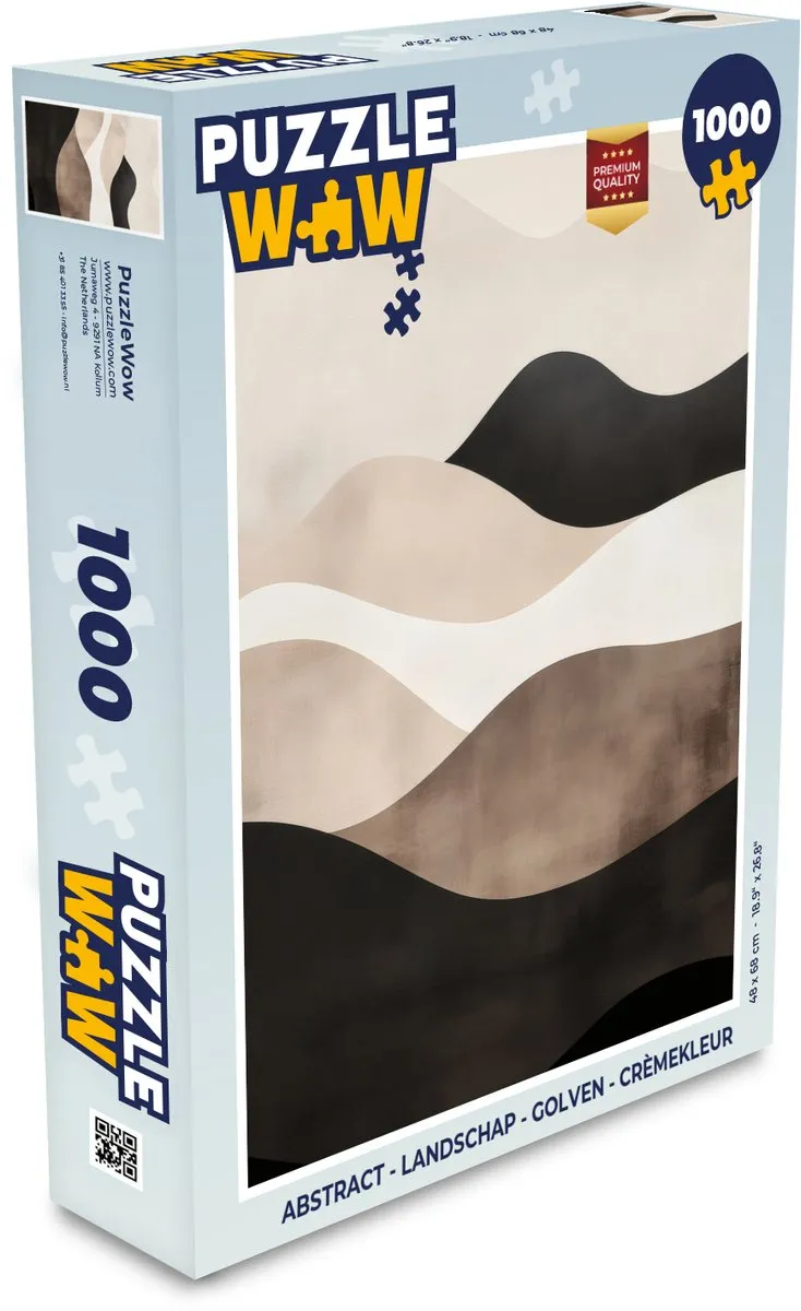 PuzzleWow Abstract Landschap Golven Puzzel 1000 Stuks - Crèmekleur