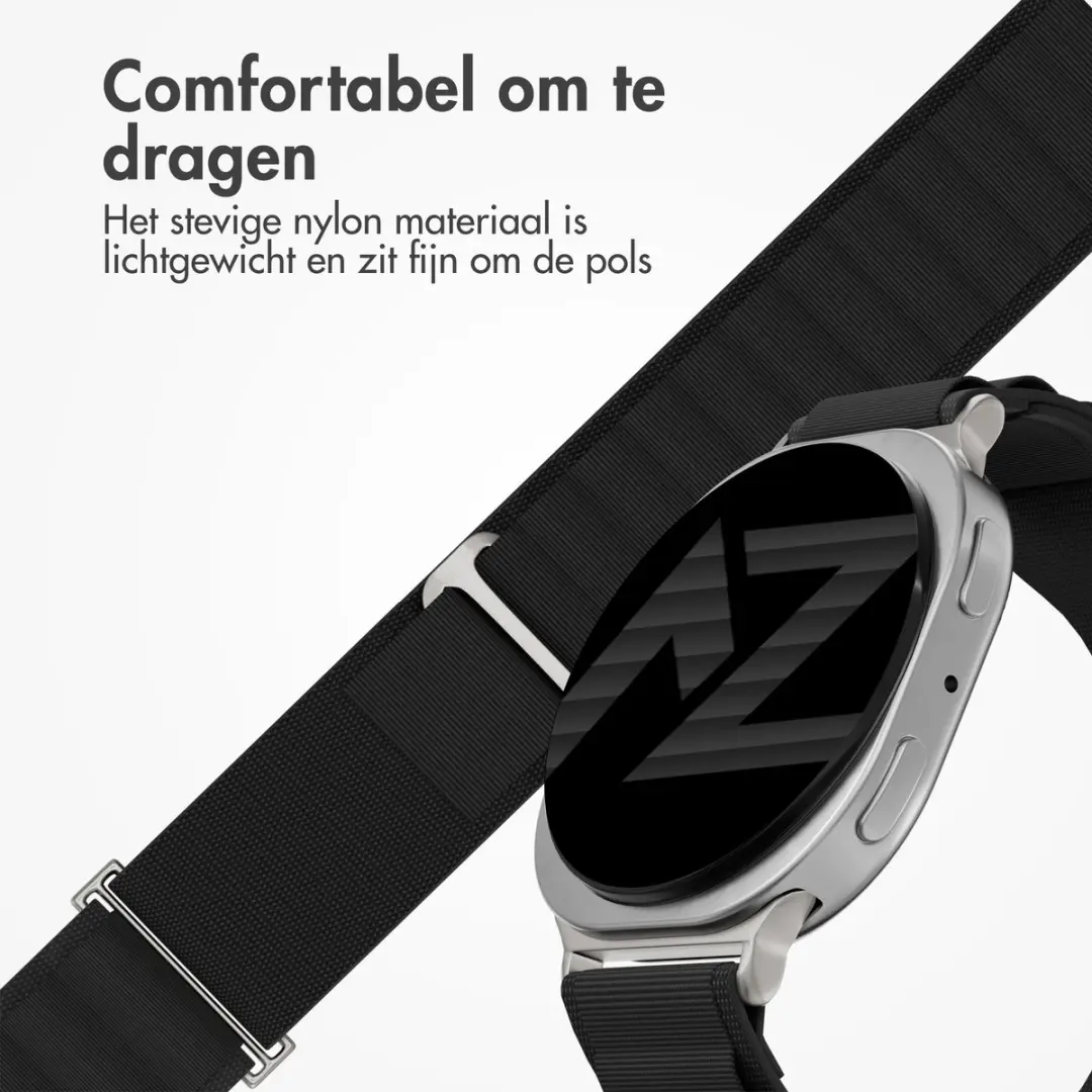 Accezz Nylon Bandje Samsung Galaxy Watch 8/9 - Zwart