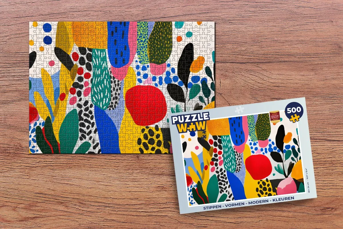 PuzzleWow Modern Vormen Legpuzzel 500 Stuks - Bladeren Abstract