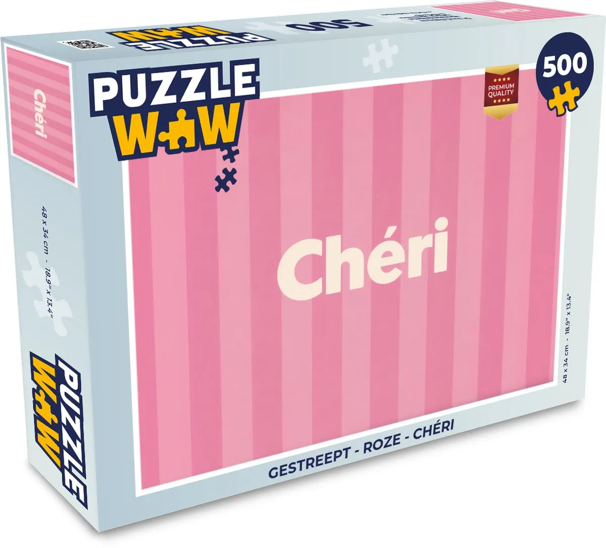 PuzzleWow Gestreept Roze Legpuzzel 500 Stuks - Chéri