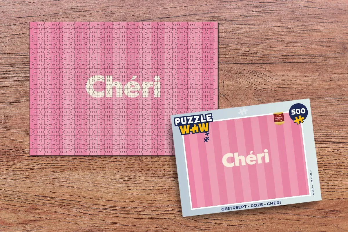 PuzzleWow Gestreept Roze Legpuzzel 500 Stuks - Chéri