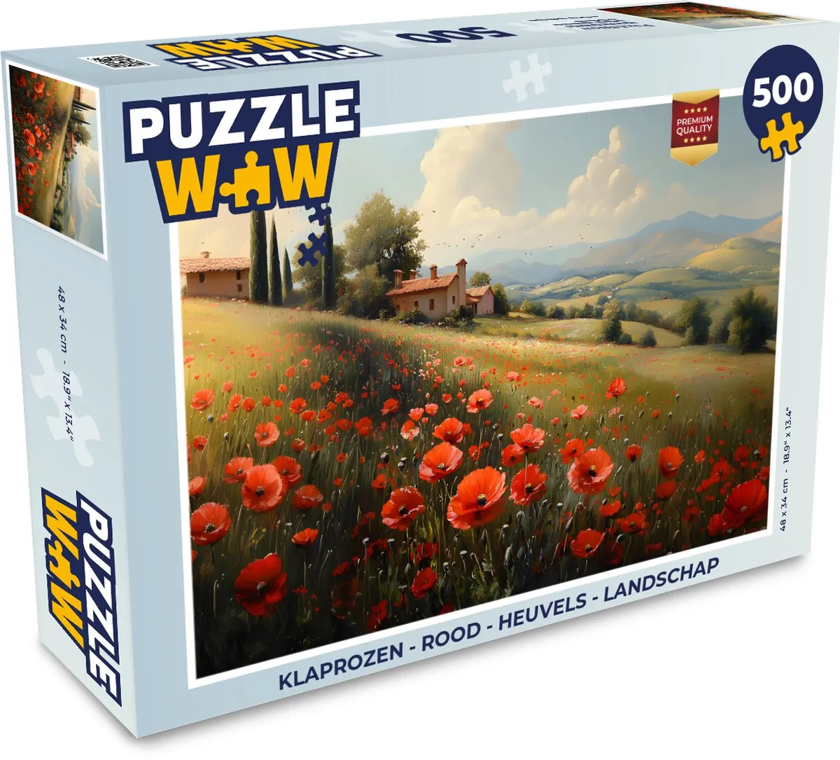 PuzzleWow Landschap Klaprozen Legpuzzel 500 Stuks