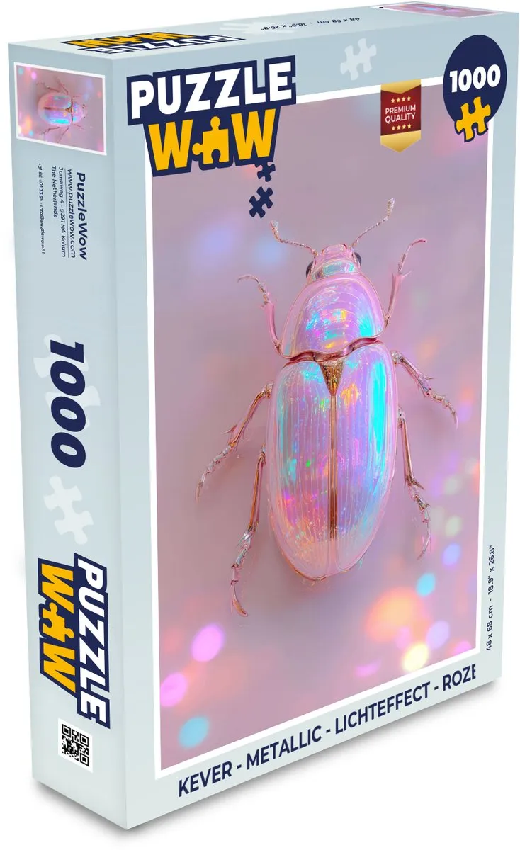 PuzzleWow Kever Metallic Legpuzzel 1000 Stuks - Roze