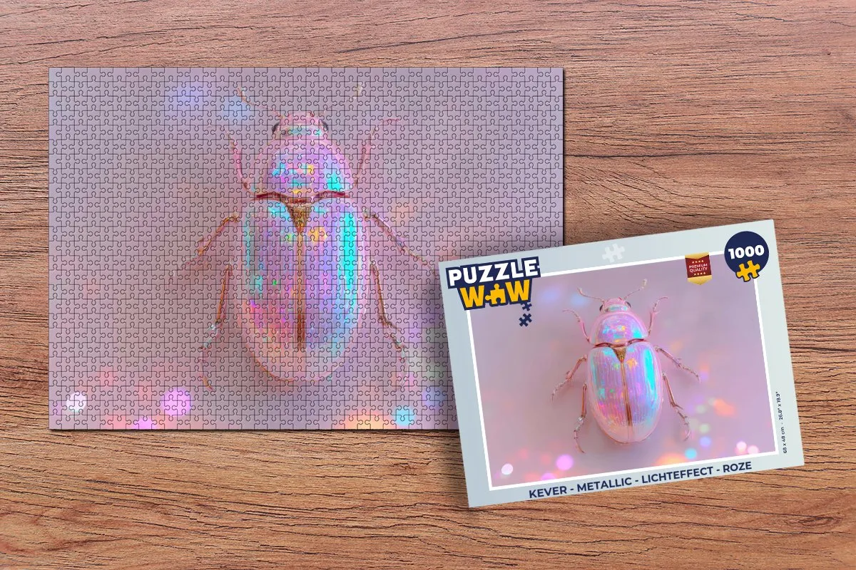 PuzzleWow Kever Metallic Legpuzzel 1000 Stuks - Roze