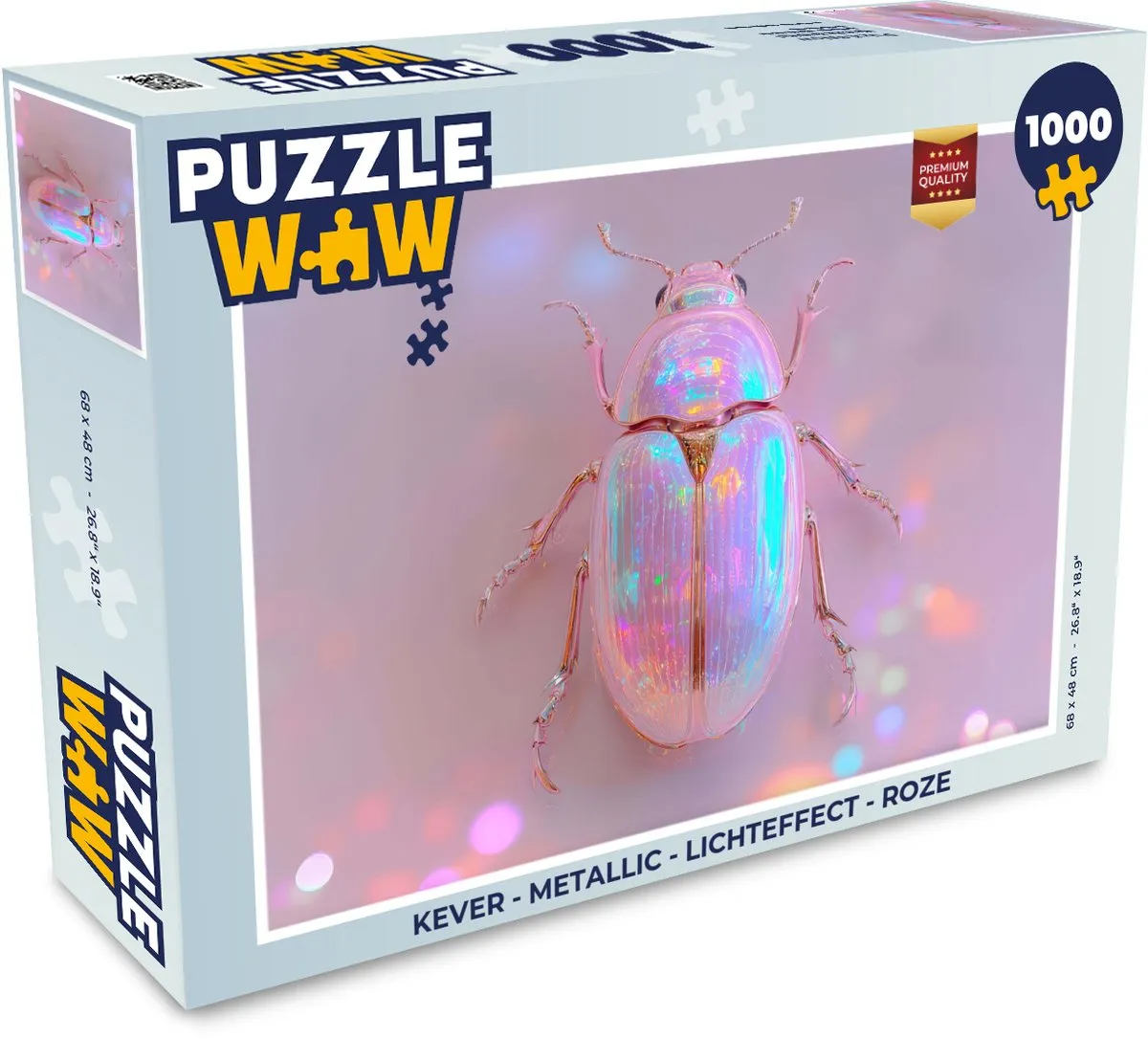 PuzzleWow Kever Metallic Legpuzzel 1000 Stuks - Roze