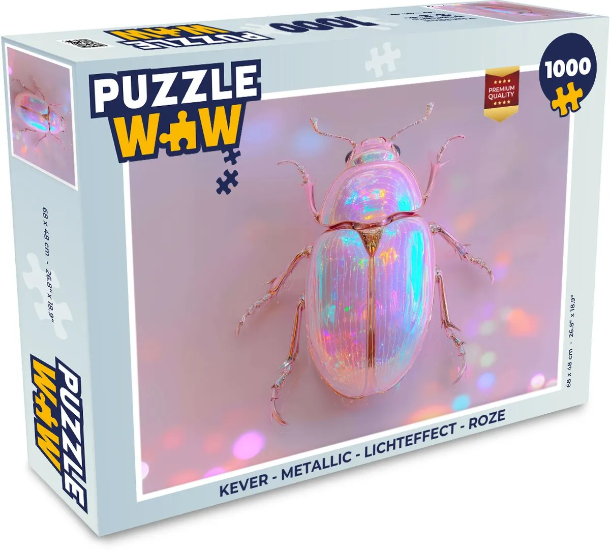 PuzzleWow Kever Metallic Legpuzzel 1000 Stuks - Roze