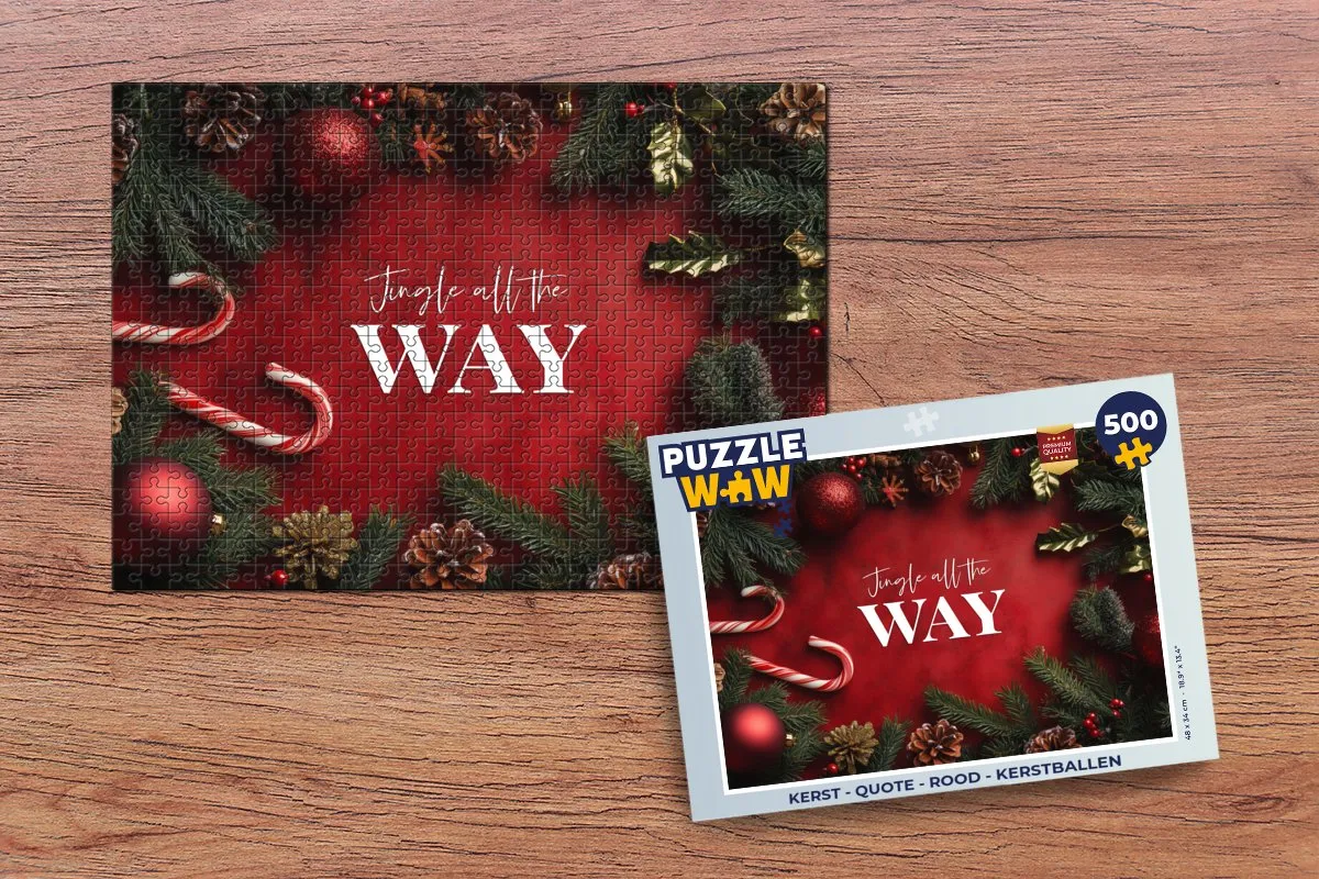 PuzzleWow Kerstballen Legpuzzel 500 Stuks - Rood