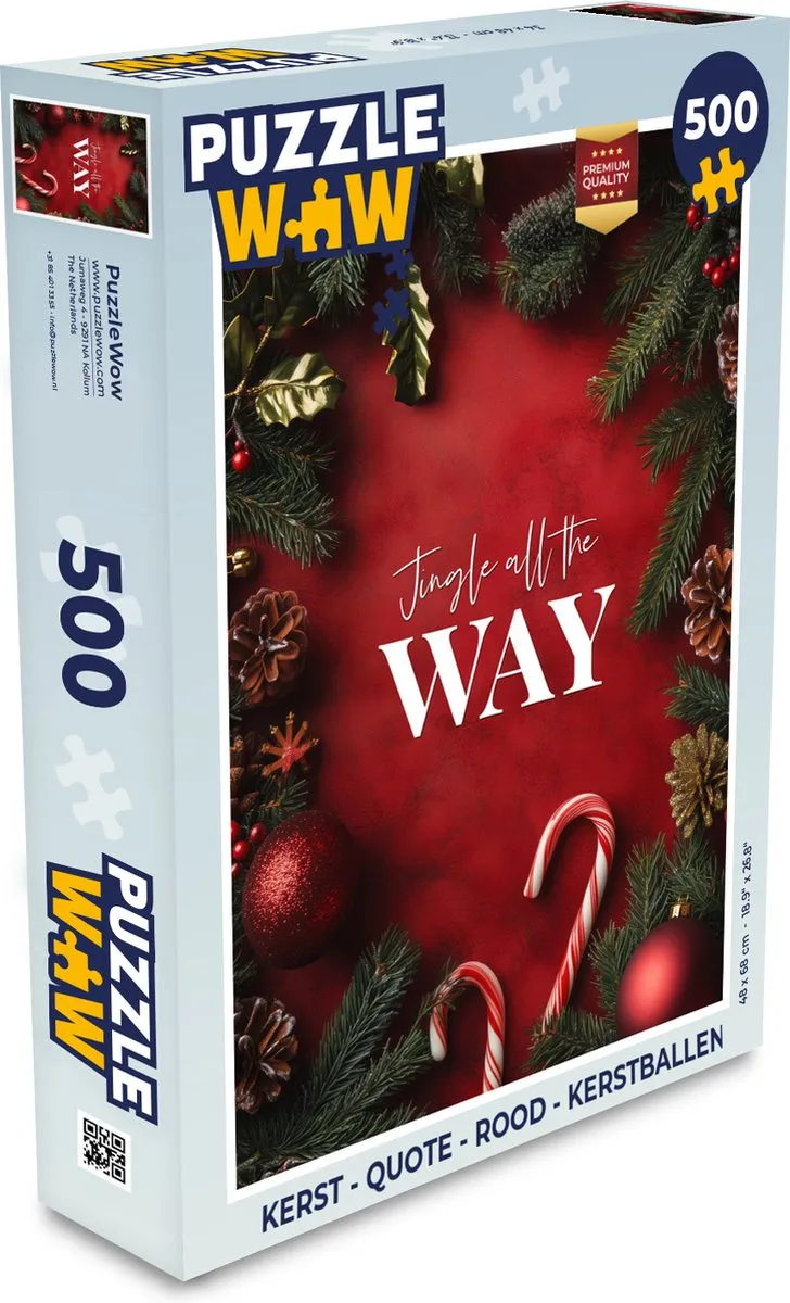 PuzzleWow Kerstballen Legpuzzel 500 Stuks - Rood