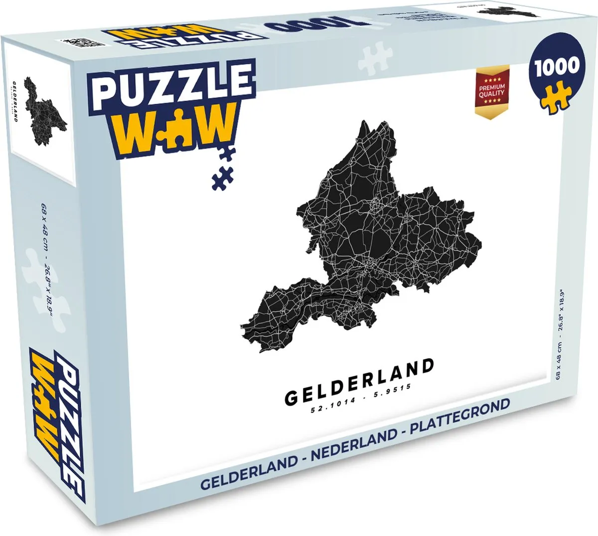PuzzleWow Gelderland Nederland Plattegrond Legpuzzel 1000 Stuks