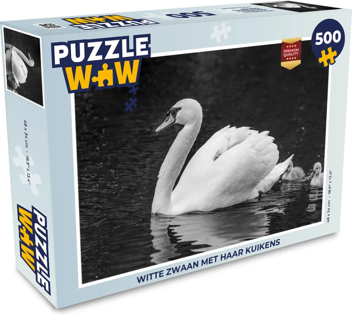 PuzzleWow Witte Zwaan met Haar Kuikens Legpuzzel 500 Stuks