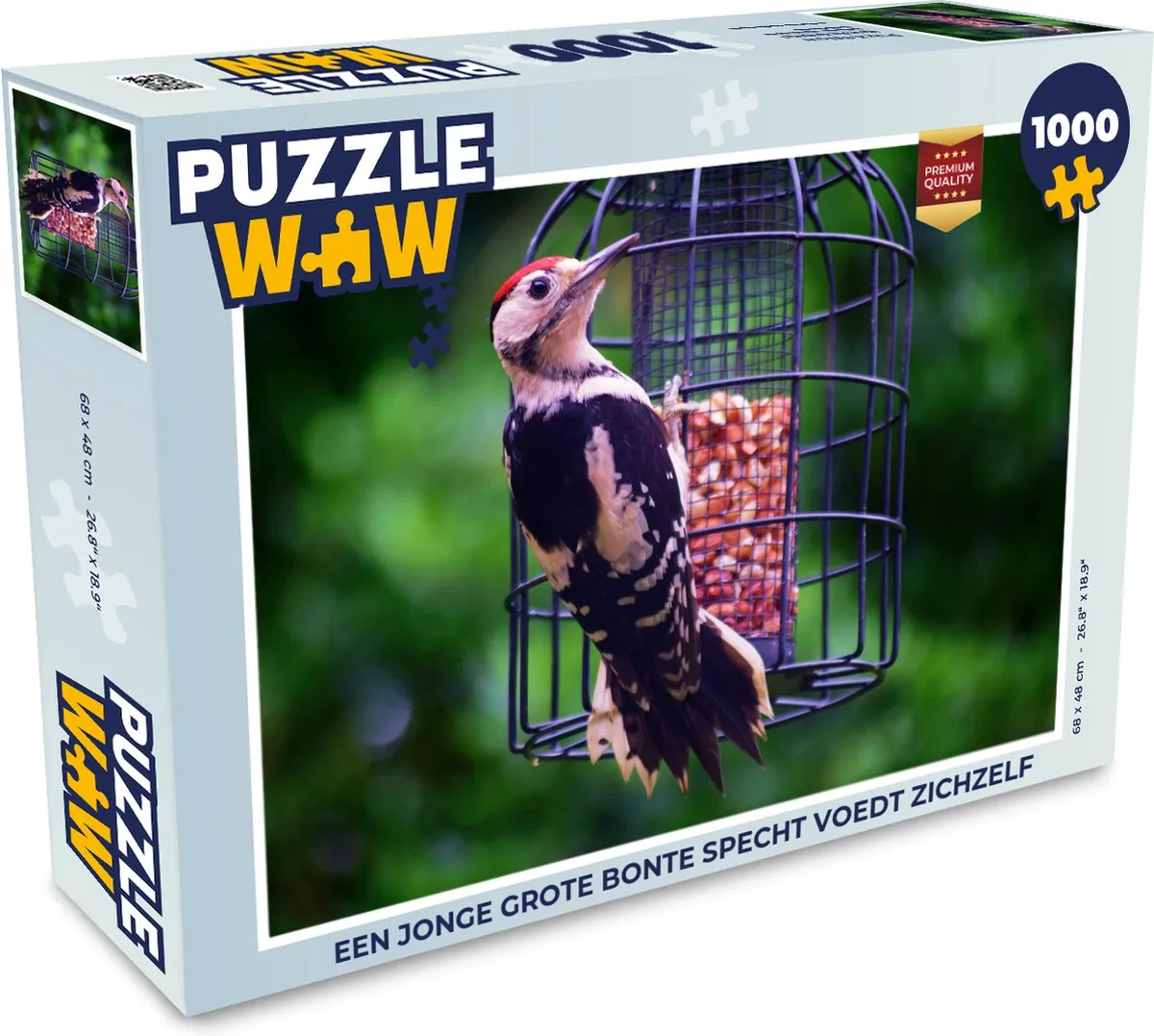PuzzleWow Legpuzzel Een jonge grote bonte specht