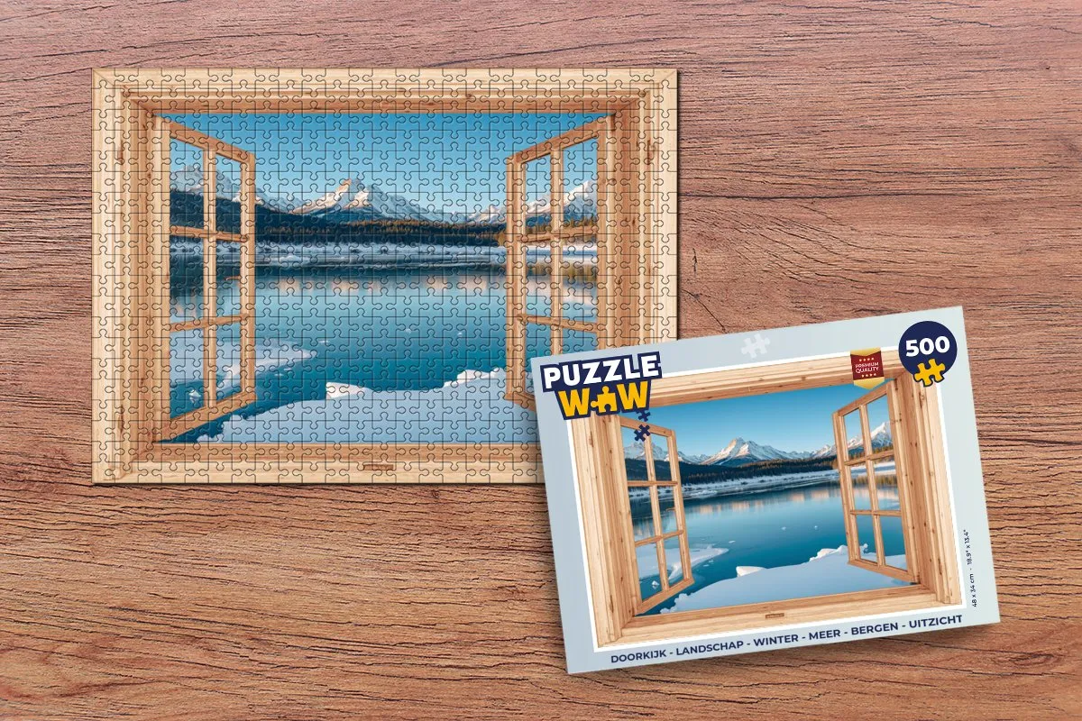 PuzzleWow Doorkijk Landschap Winter Bergen Legpuzzel 500 Stuks