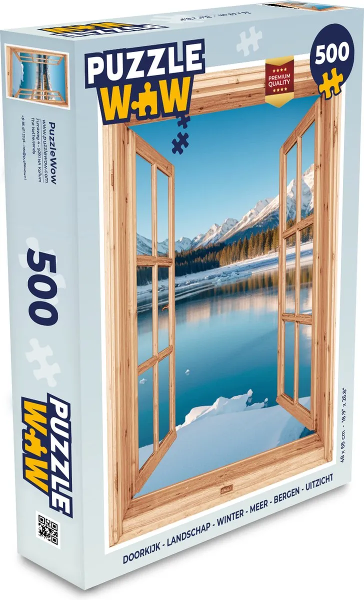 PuzzleWow Doorkijk Landschap Winter Bergen Legpuzzel 500 Stuks