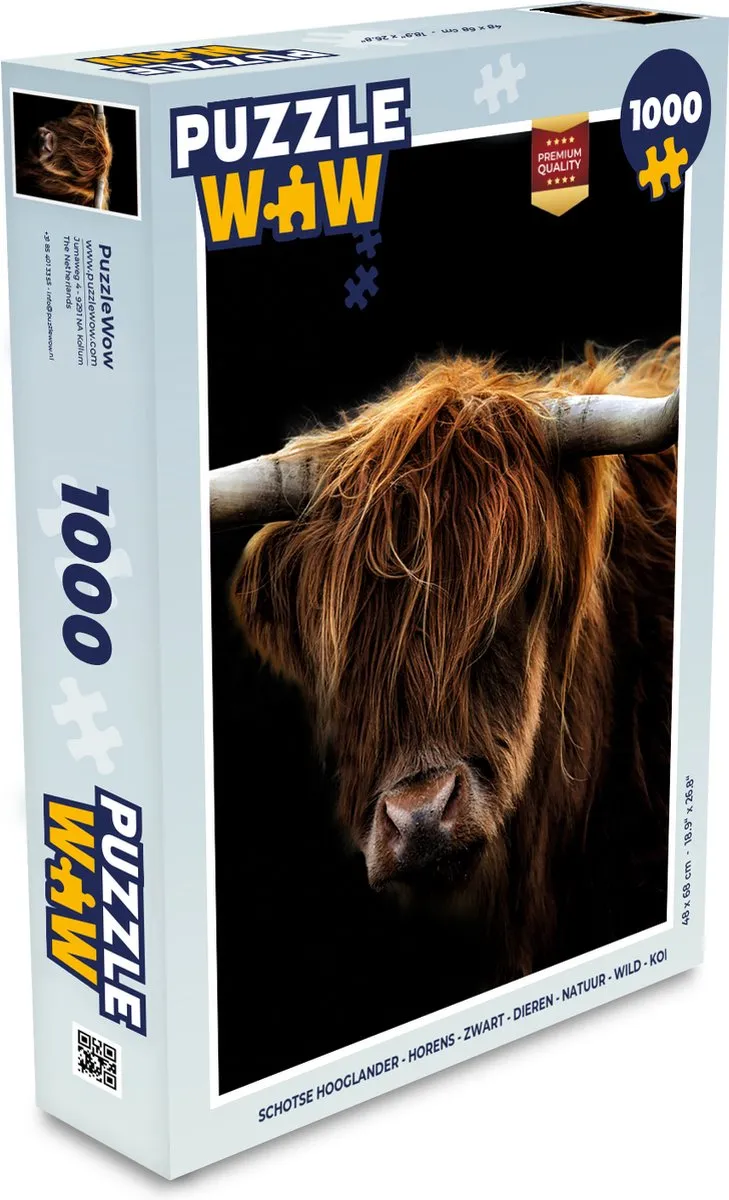 PuzzleWow Schotse Hooglander Legpuzzel 1000 Stuks - Multicolor