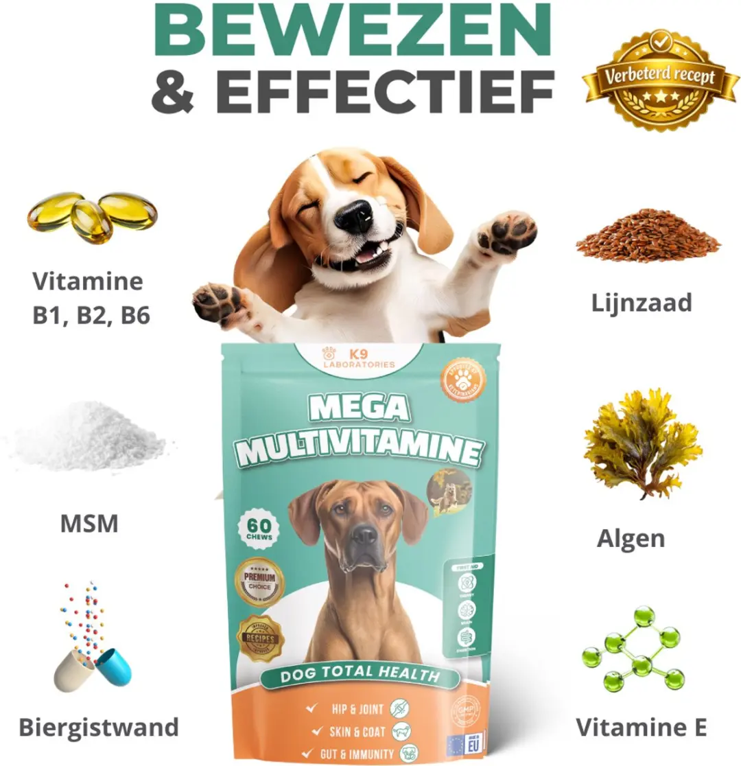K9 Laboratories Multivitamine Hondensnoepjes 60 Stuks - 10-in-1 - afbeelding 2 van 6
