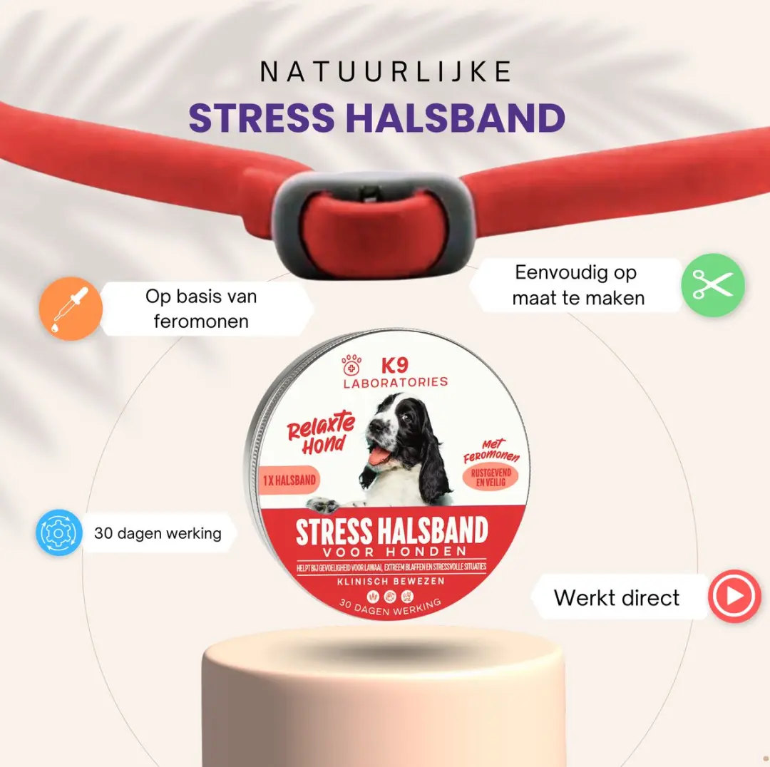K9 Laboratories Stress Halsband Hond - 1g - Rood - afbeelding 2 van 5