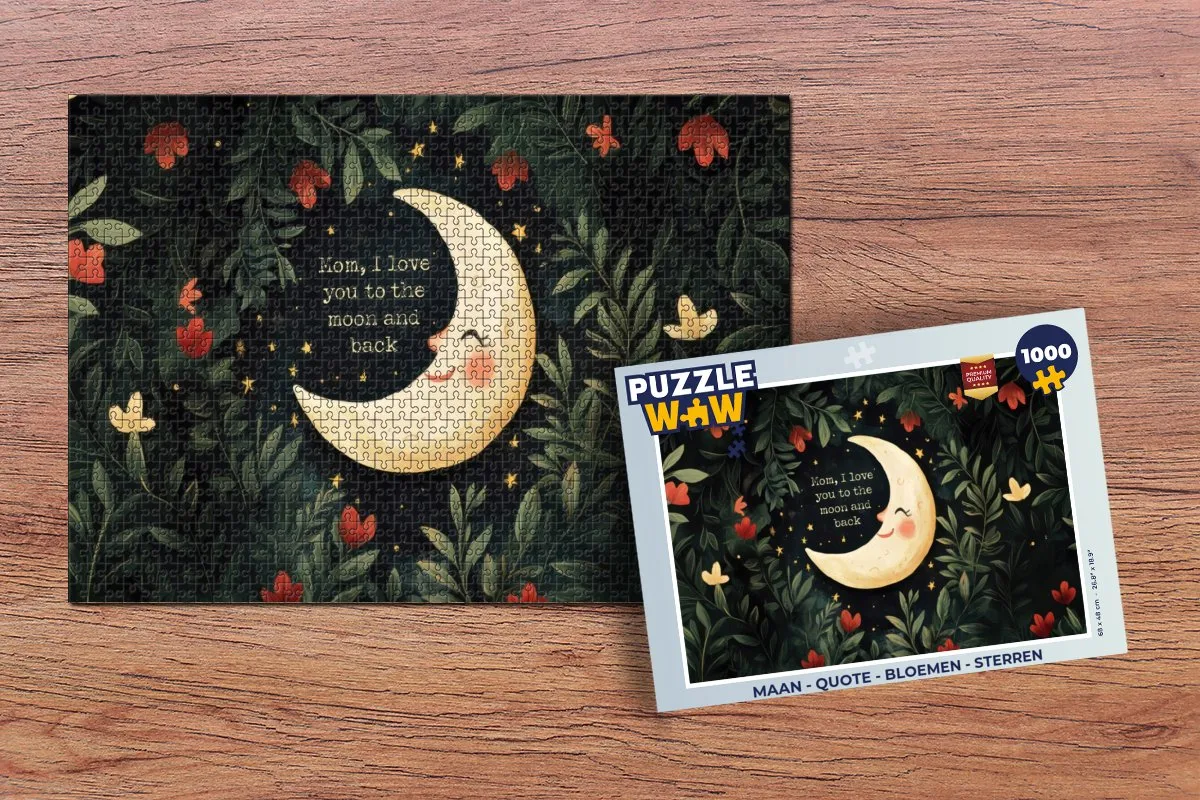 PuzzleWow Maan Legpuzzel 1000 Stuks - Bloemen & Sterren