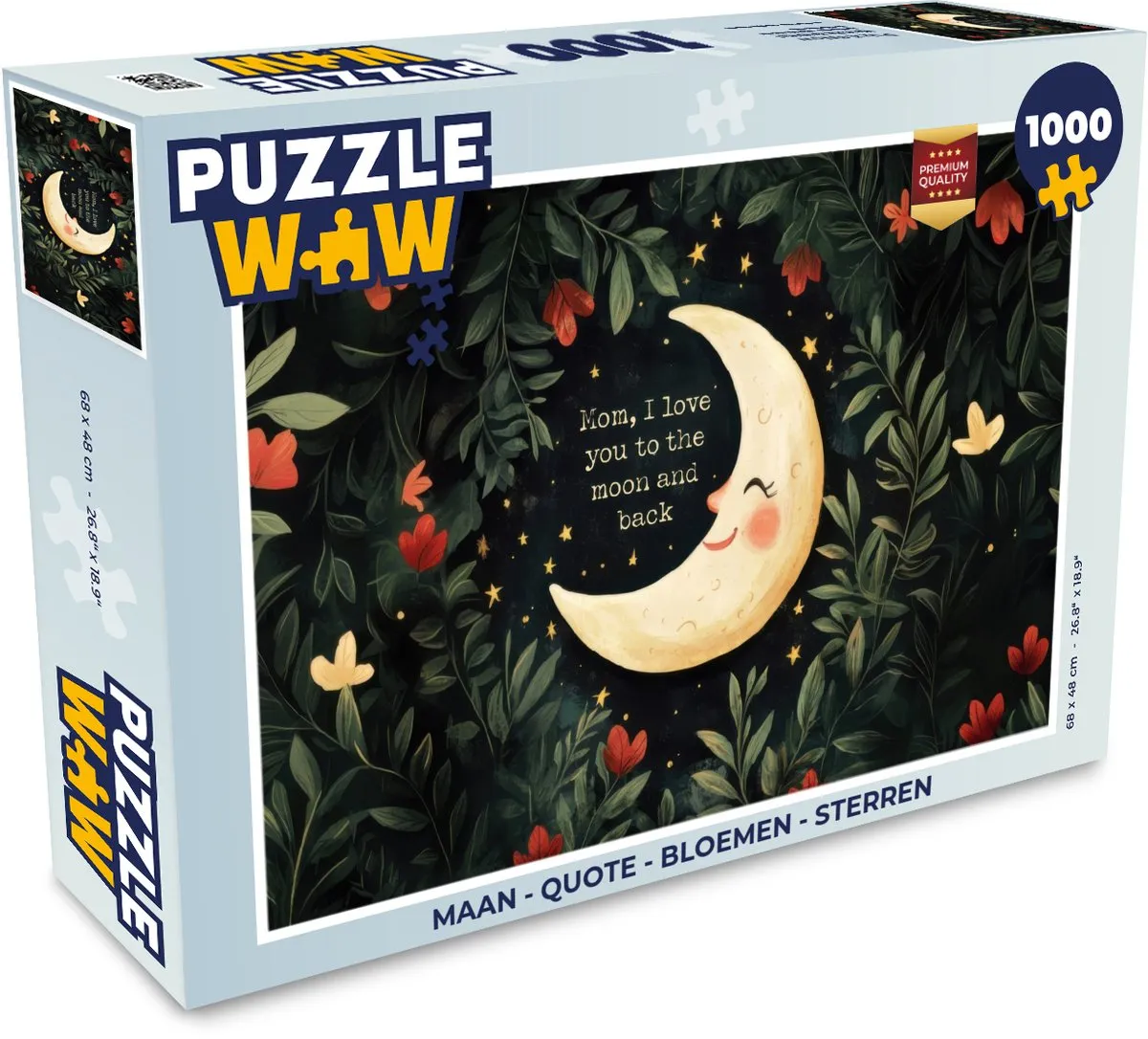 PuzzleWow Maan Legpuzzel 1000 Stuks - Bloemen & Sterren