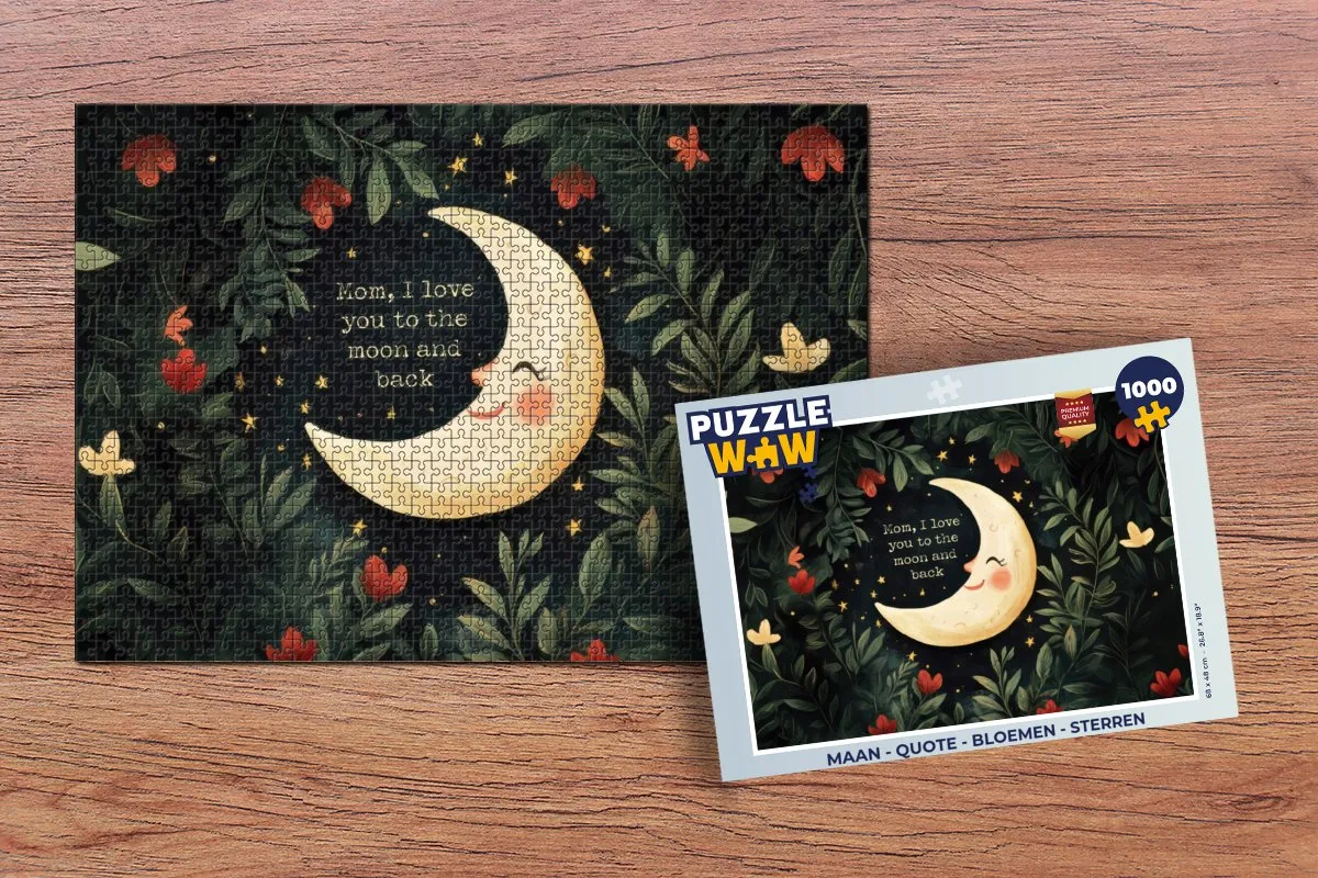 PuzzleWow Maan Legpuzzel 1000 Stuks - Bloemen & Sterren