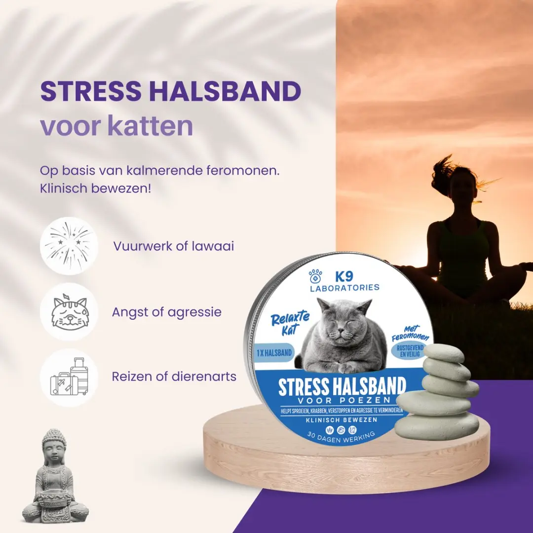 K9 Laboratories Antistress Halsband Kat - Blauw 1cl - afbeelding 2 van 5