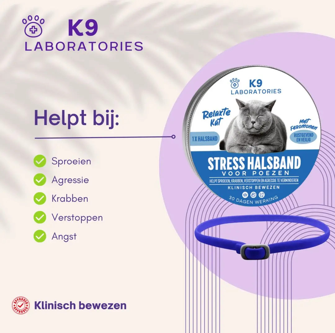 K9 Laboratories Antistress Halsband Kat - Blauw 1cl - afbeelding 4 van 5