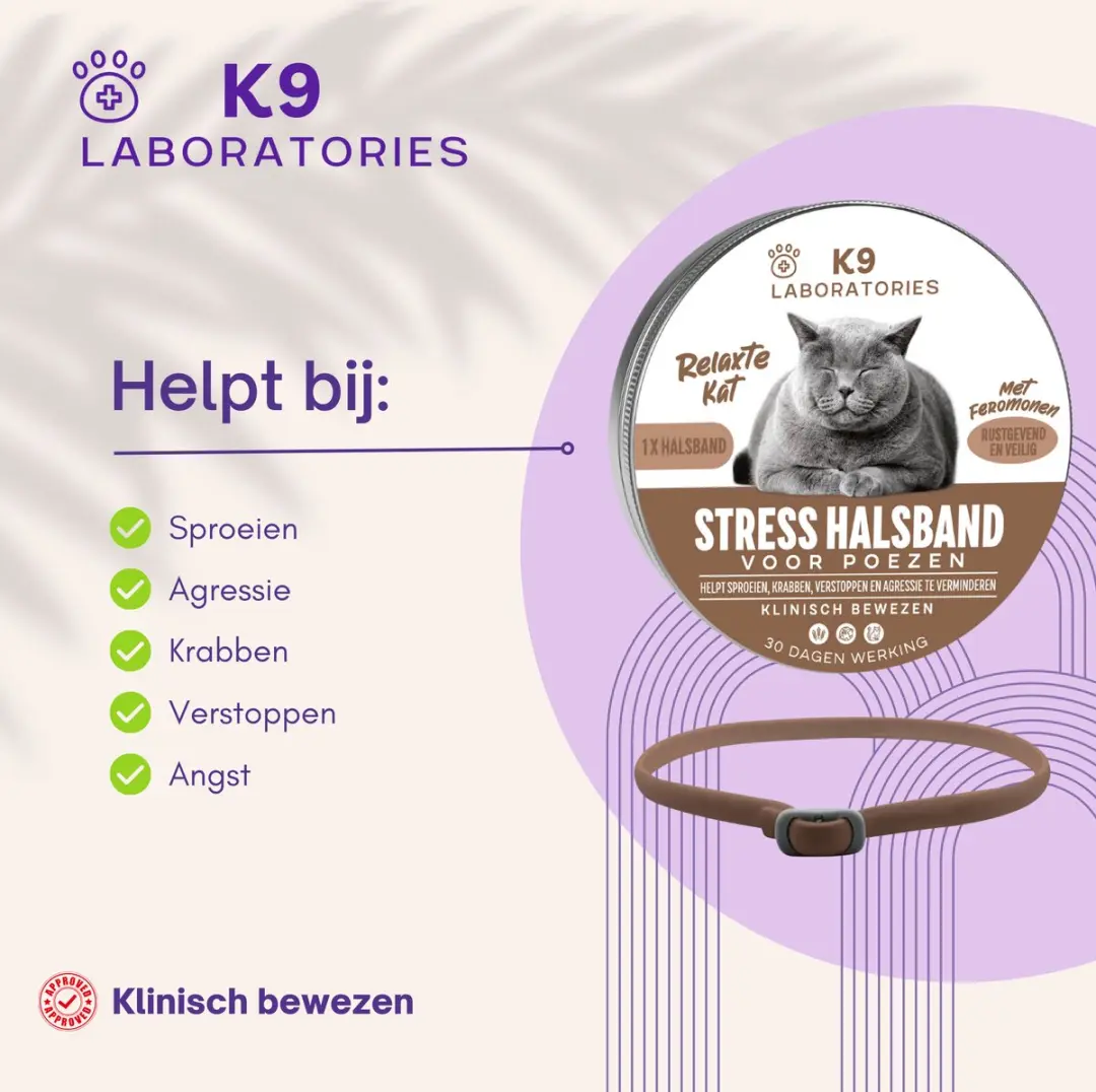 K9 Laboratories Antistress Halsband Kat - Feromonen - 4cl - afbeelding 5 van 5