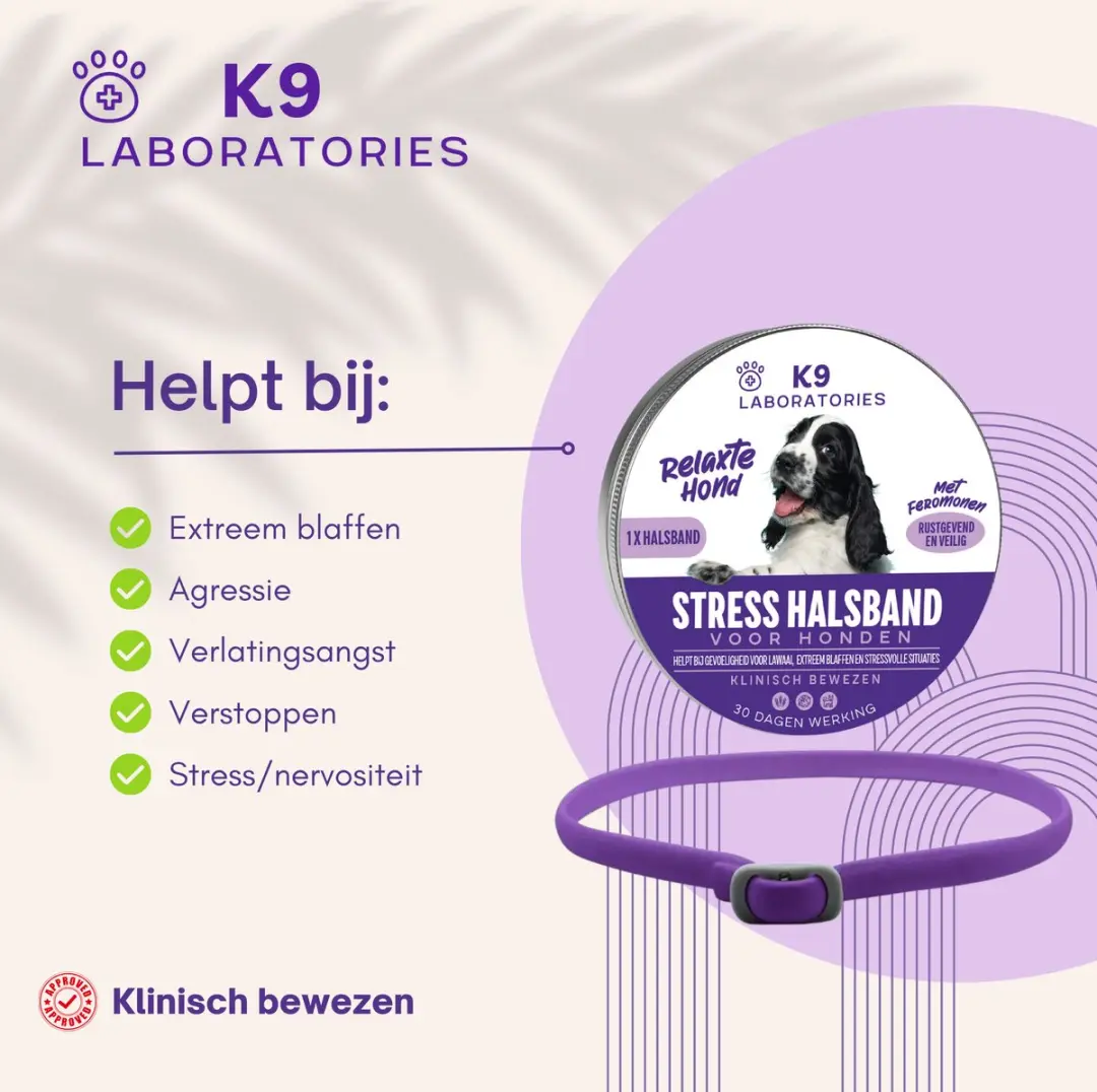K9 Laboratories Anti Stress Halsband Hond - Feromonen - Paars - afbeelding 5 van 6