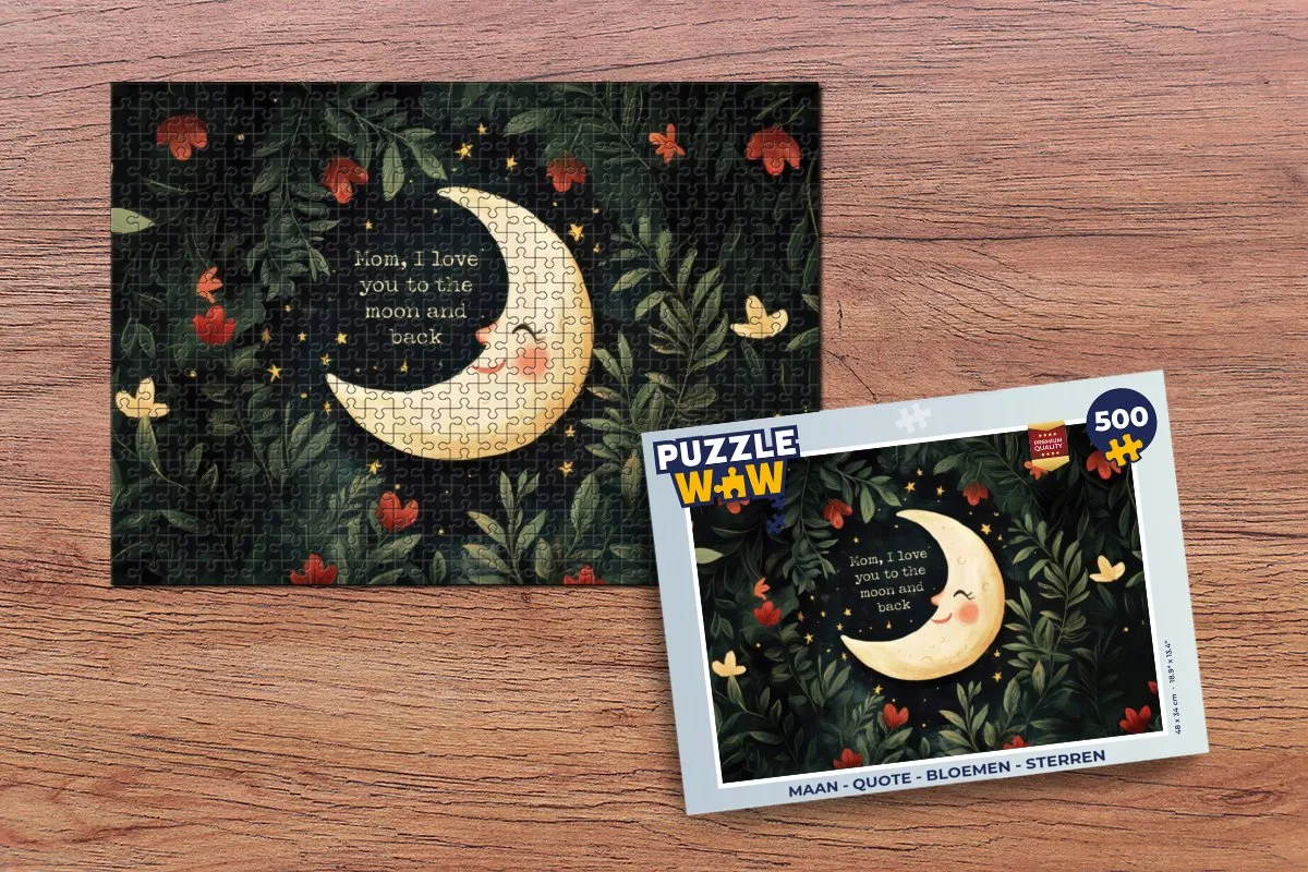 PuzzleWow Maan Quote Bloemen Sterren Legpuzzel 500 Stuks
