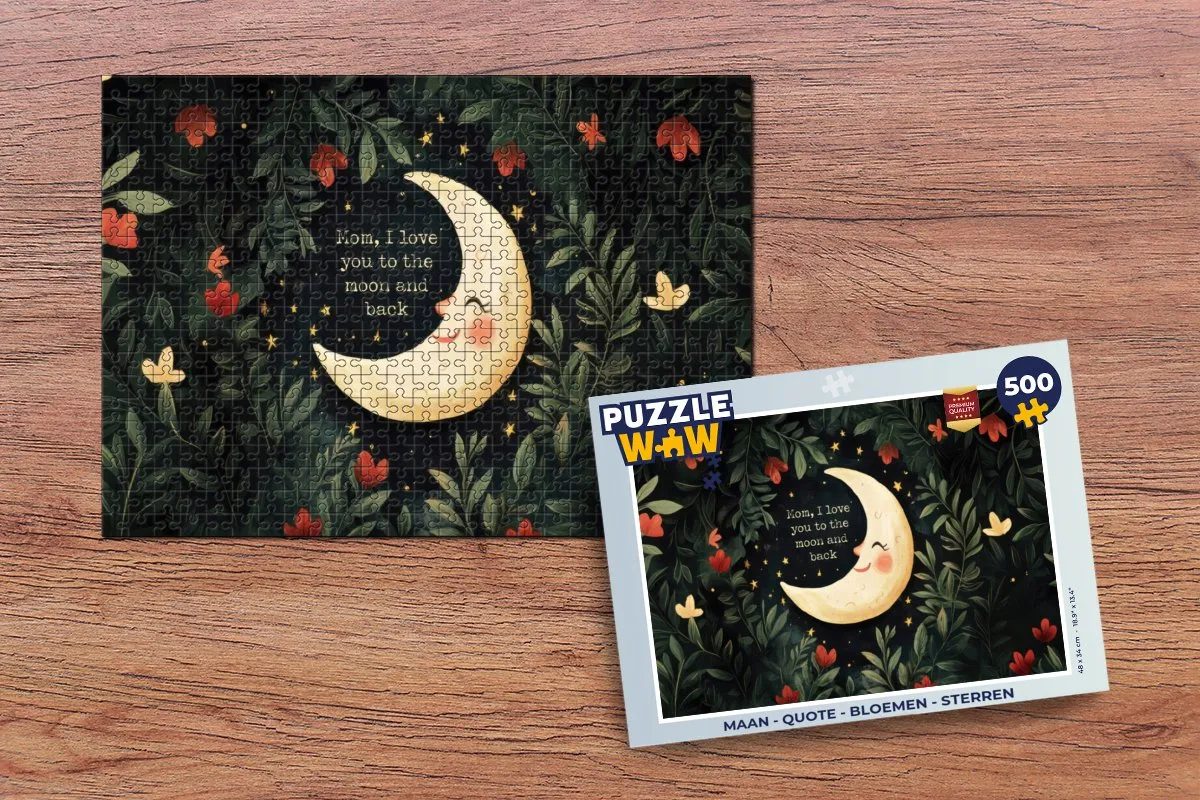 PuzzleWow Maan Quote Bloemen Sterren Legpuzzel 500 Stuks