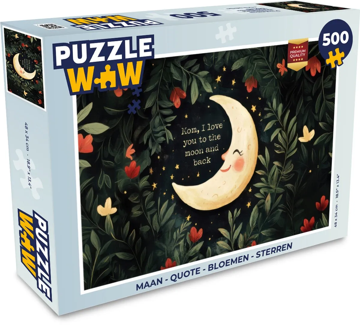 PuzzleWow Maan Quote Bloemen Sterren Legpuzzel 500 Stuks