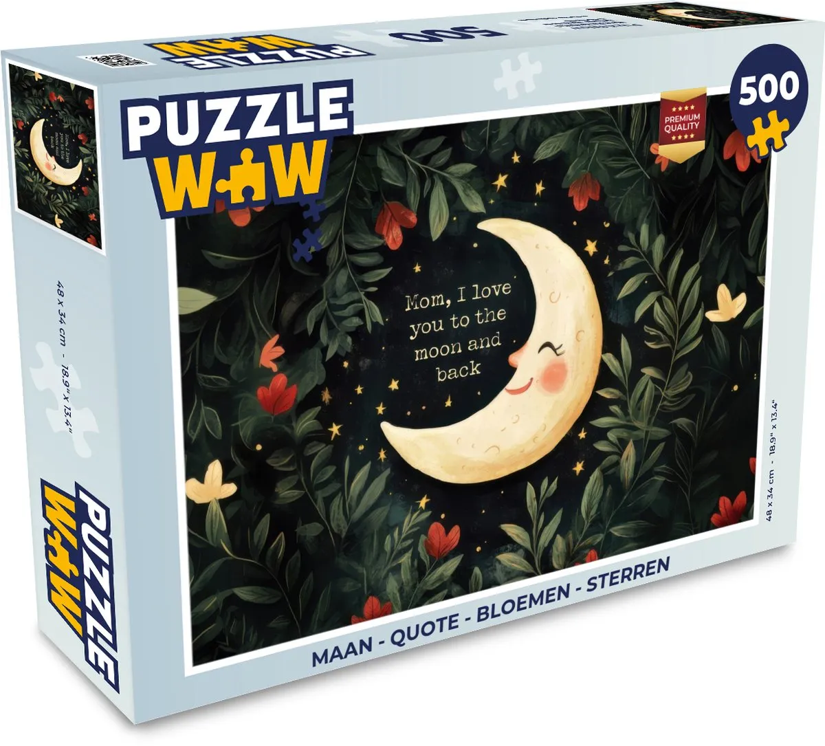 PuzzleWow Maan Quote Bloemen Sterren Legpuzzel 500 Stuks