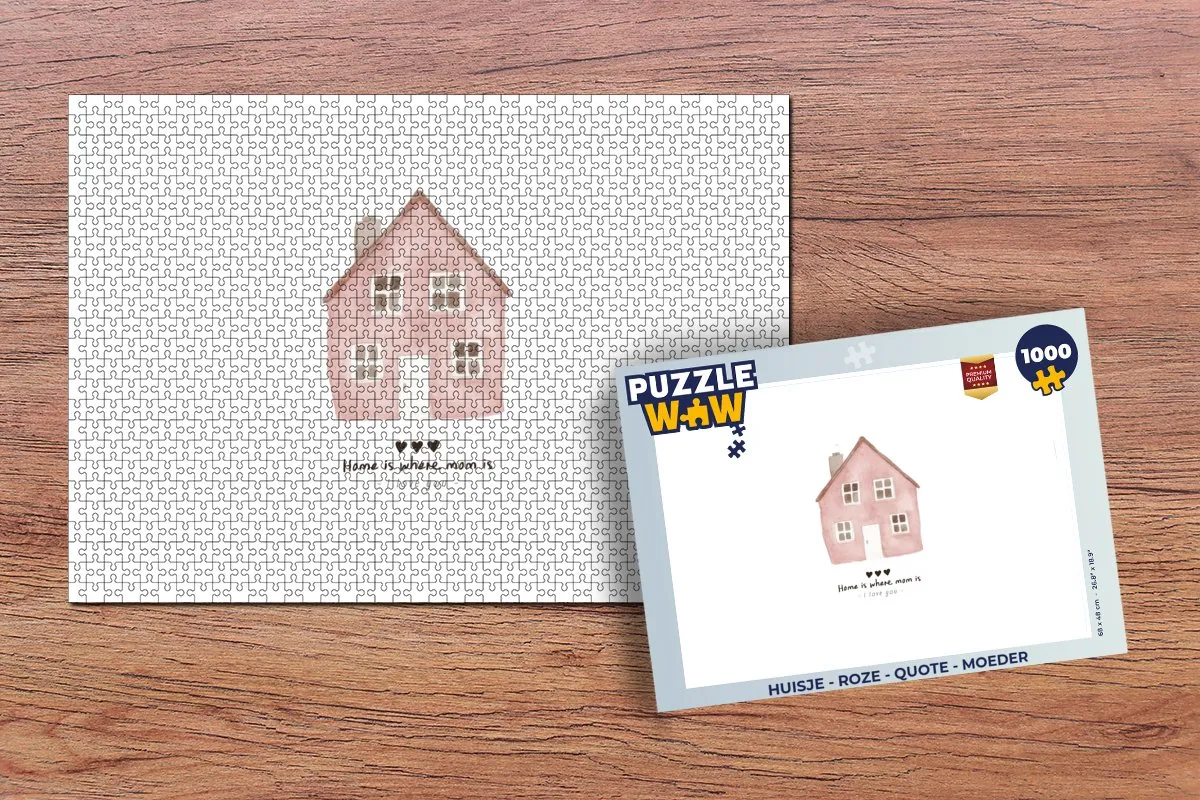 PuzzleWow Huisje Roze Quote Moeder Legpuzzel 1000 Stuks