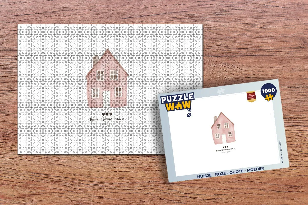 PuzzleWow Huisje Roze Quote Moeder Legpuzzel 1000 Stuks