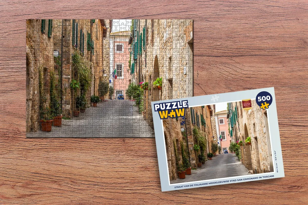 PuzzleWow Straat San Gimignano Legpuzzel 500 Stuks - Multicolor