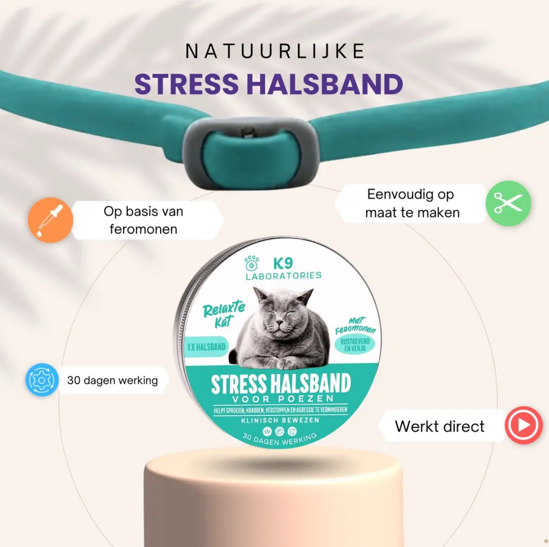 K9 Laboratories Antistress Halsband Kat Turquoise - 1 cl - afbeelding 2 van 4