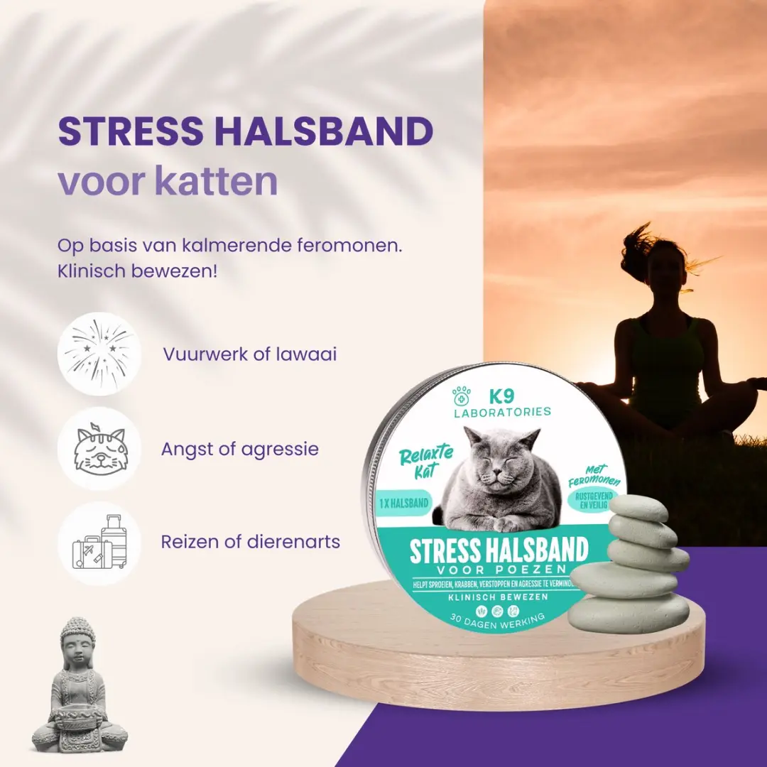 K9 Laboratories Antistress Halsband Kat Turquoise - 1 cl - afbeelding 3 van 4