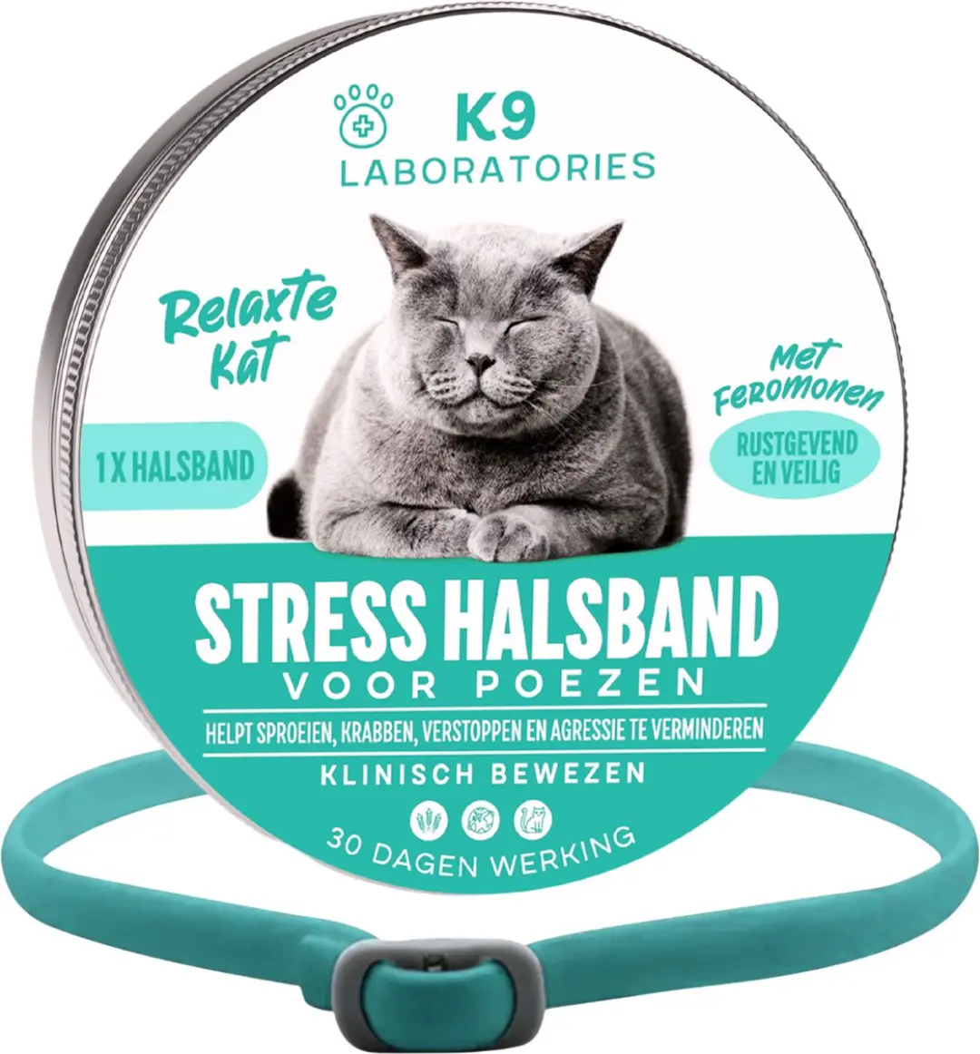 Antistress halsband kat Turquoise