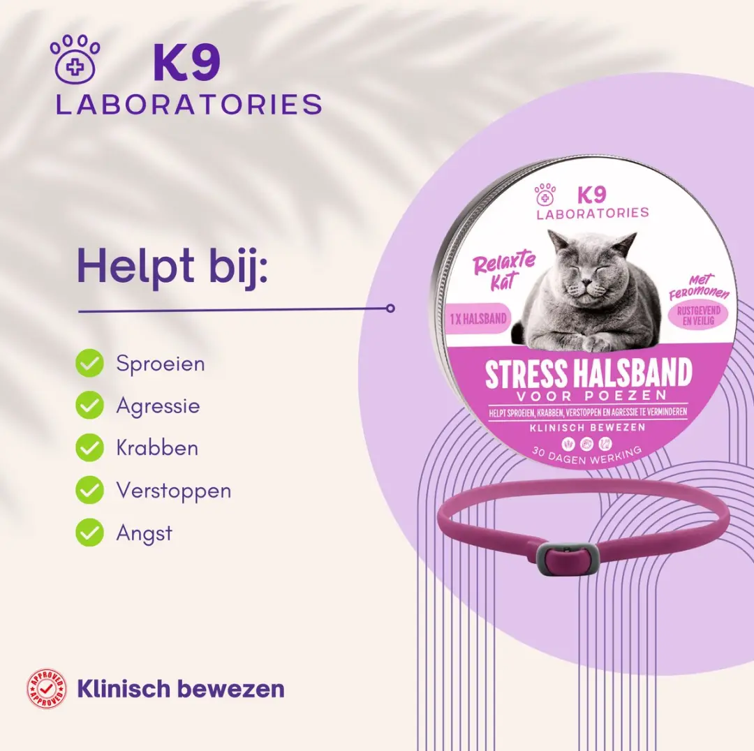 K9 Laboratories Antistress Halsband Kat Roze - 2cl - afbeelding 3 van 5