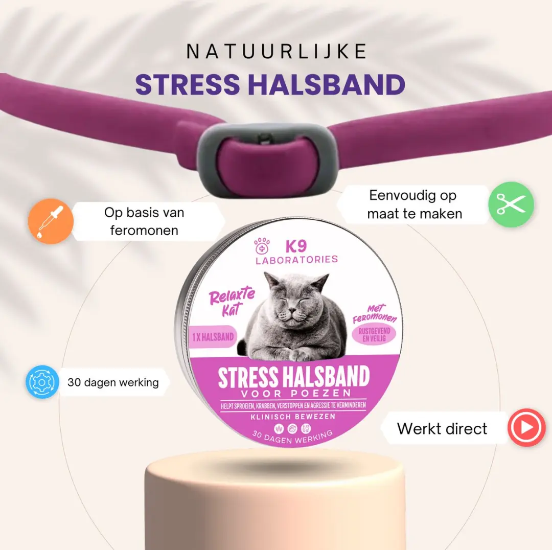 K9 Laboratories Antistress Halsband Kat Roze - 2cl - afbeelding 4 van 5