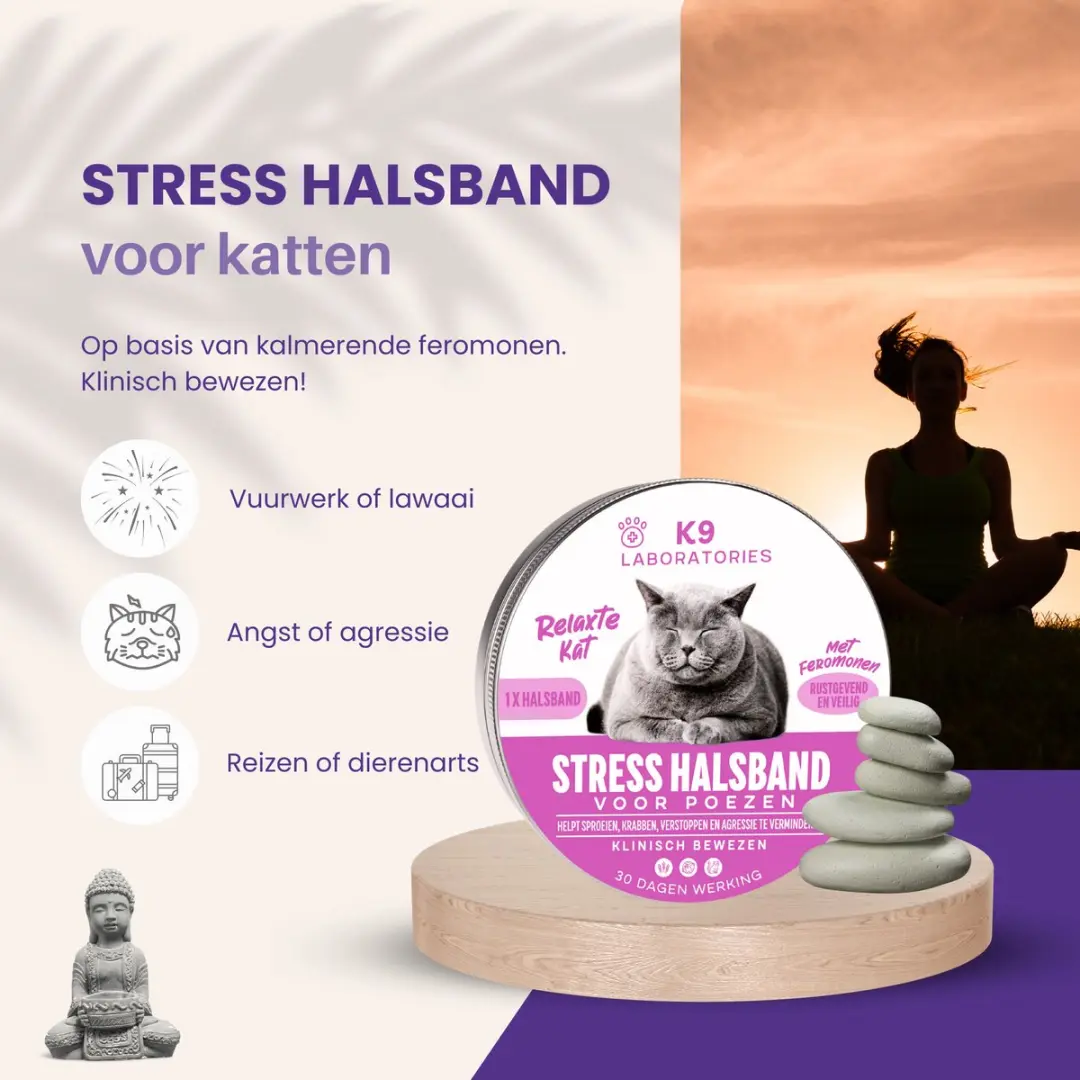 K9 Laboratories Antistress Halsband Kat Roze - 2cl - afbeelding 2 van 5