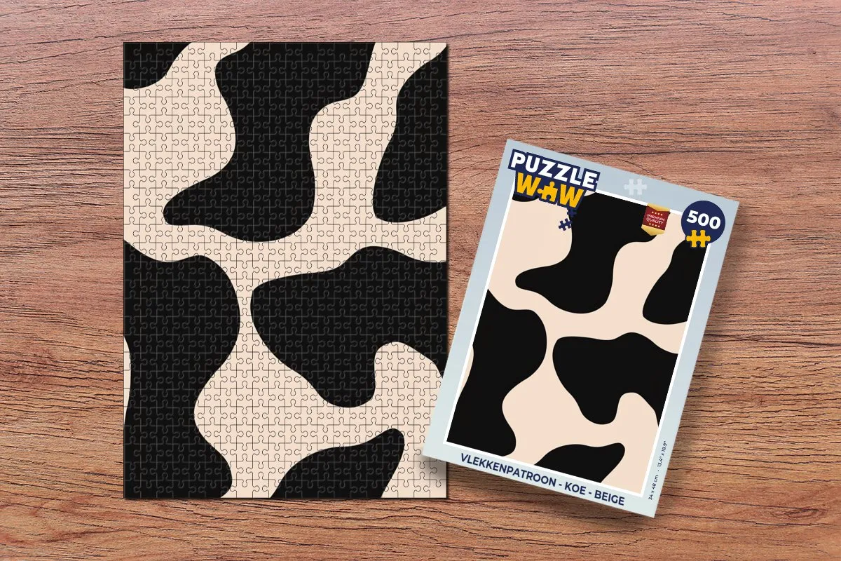 PuzzleWow Koe Legpuzzel 500 Stuks - Beige Vlekkenpatroon