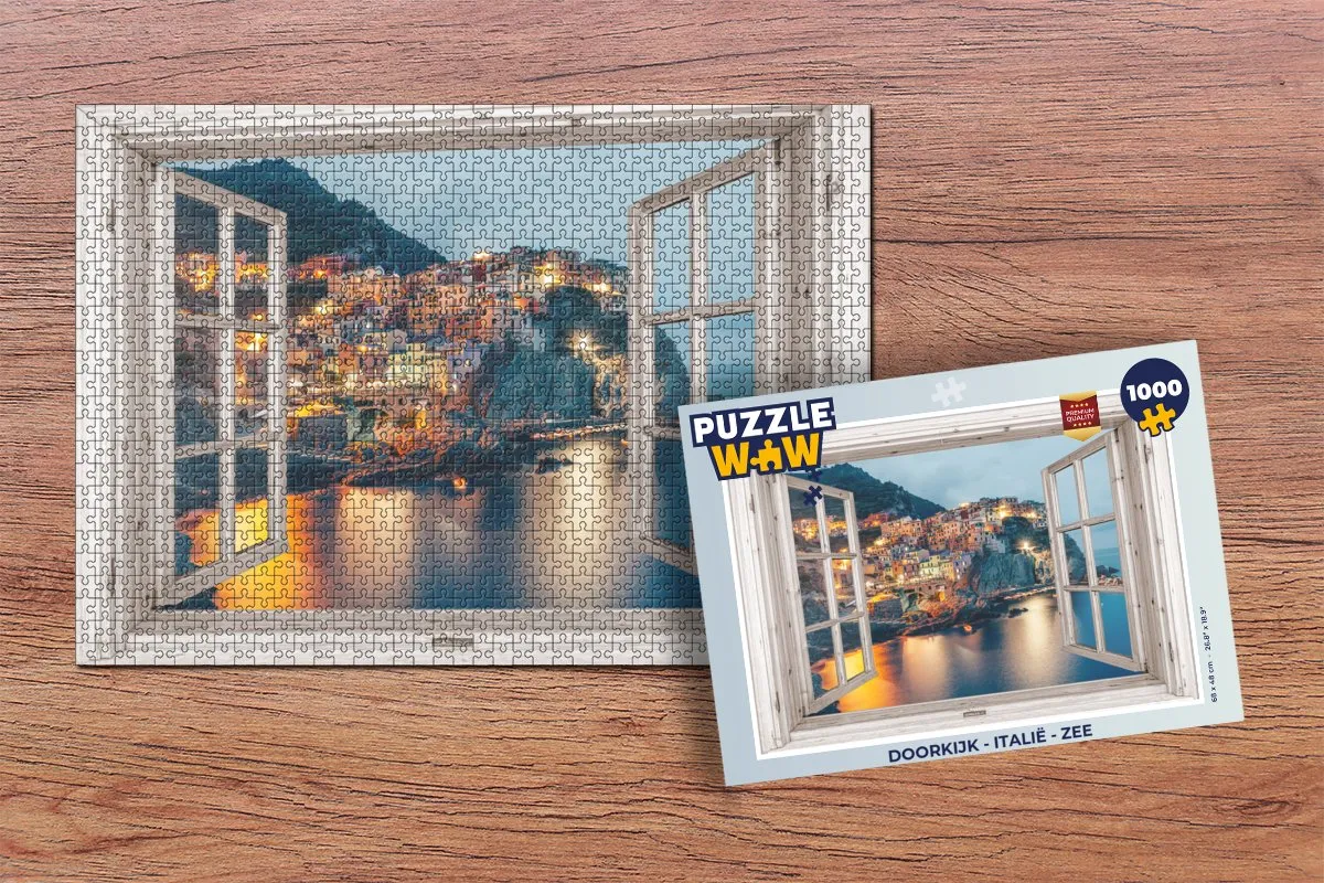 PuzzleWow Doorkijk Italië Zee Legpuzzel 1000 Stuks - Multicolor