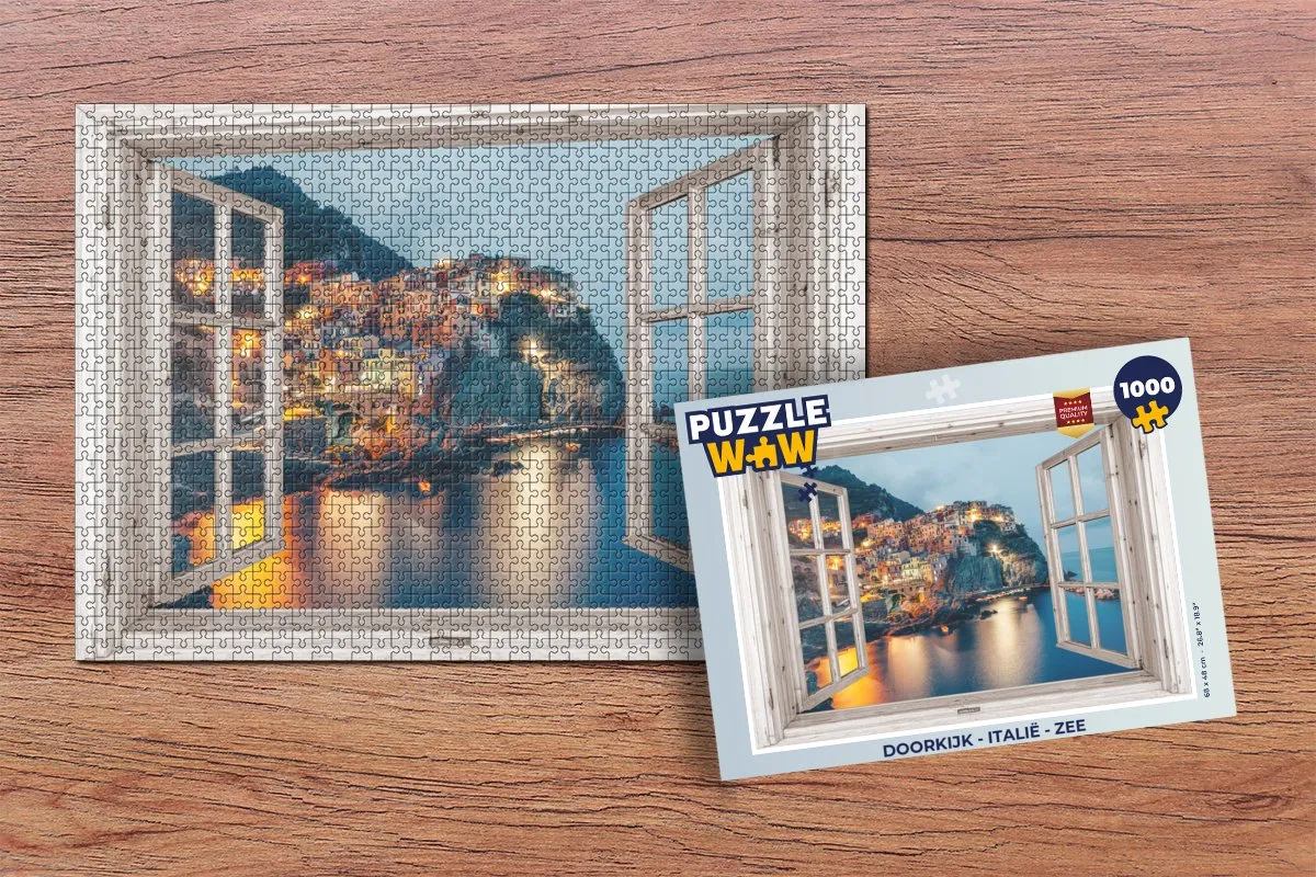 PuzzleWow Doorkijk Italië Zee Legpuzzel 1000 Stuks - Multicolor